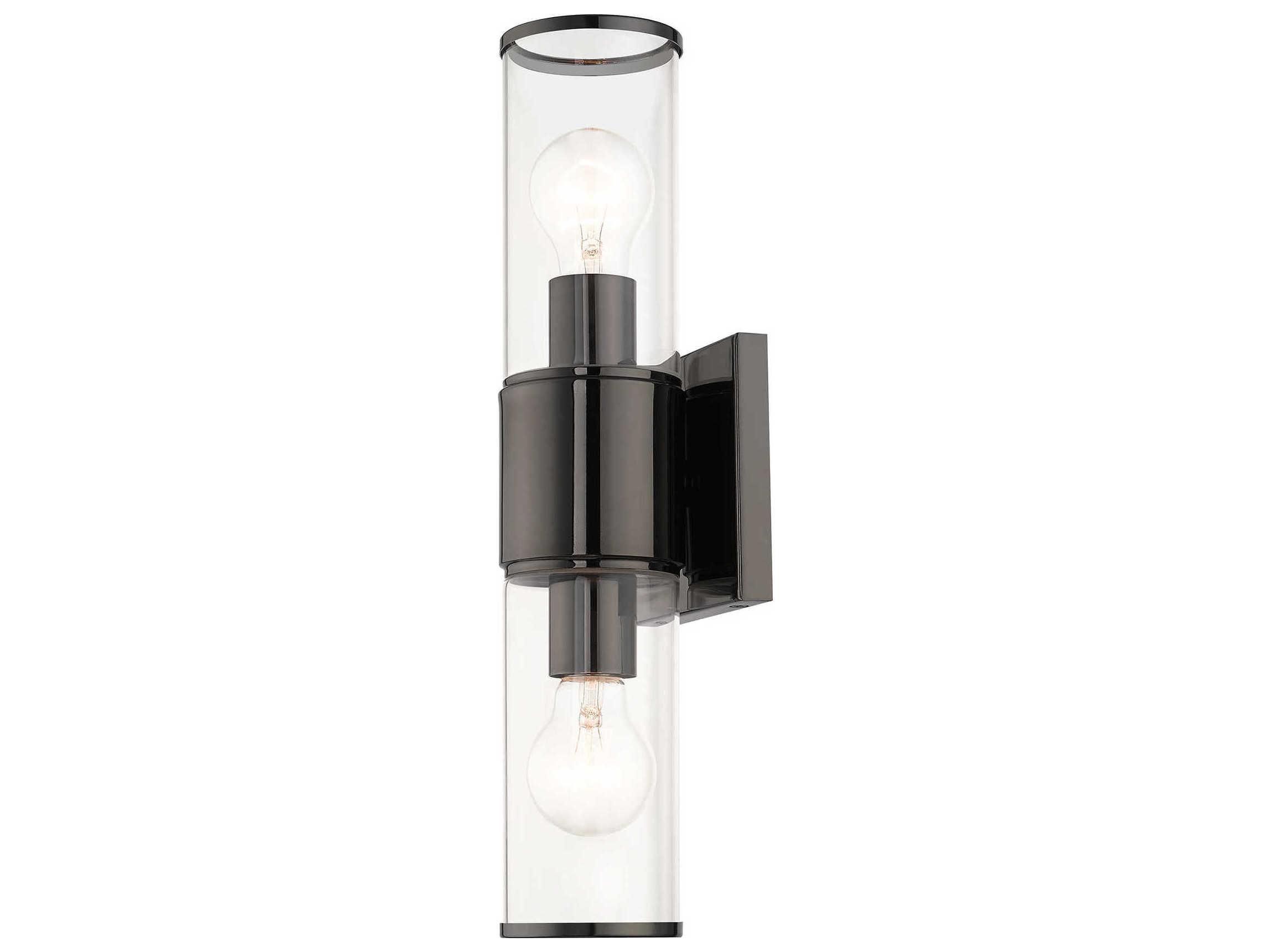 Livex Lighting Quincy 2-Light Black Chrome Glass Vanity Light