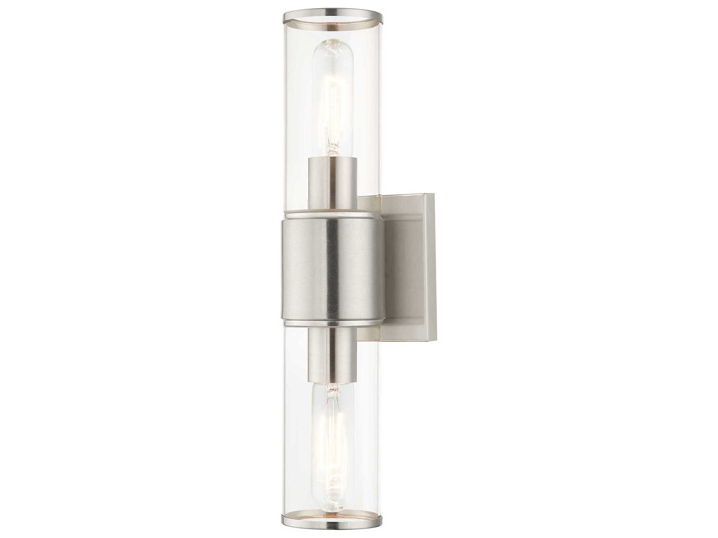 Livex Lighting Quincy 2-Light Brushed Nickel Glass Vanity Light