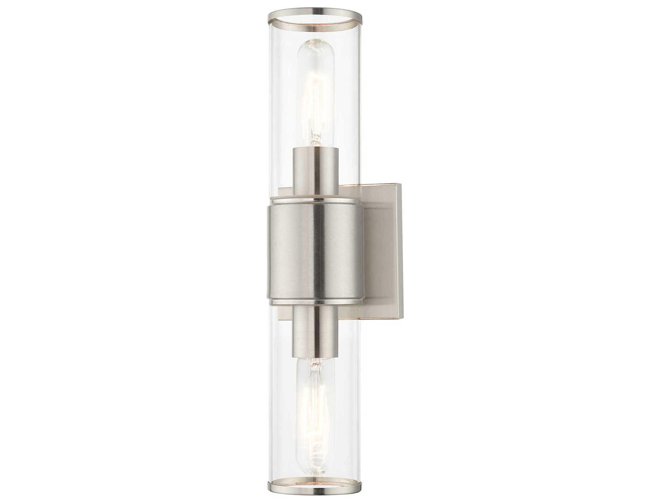 Livex Lighting Quincy 2-Light Brushed Nickel Glass Vanity Light