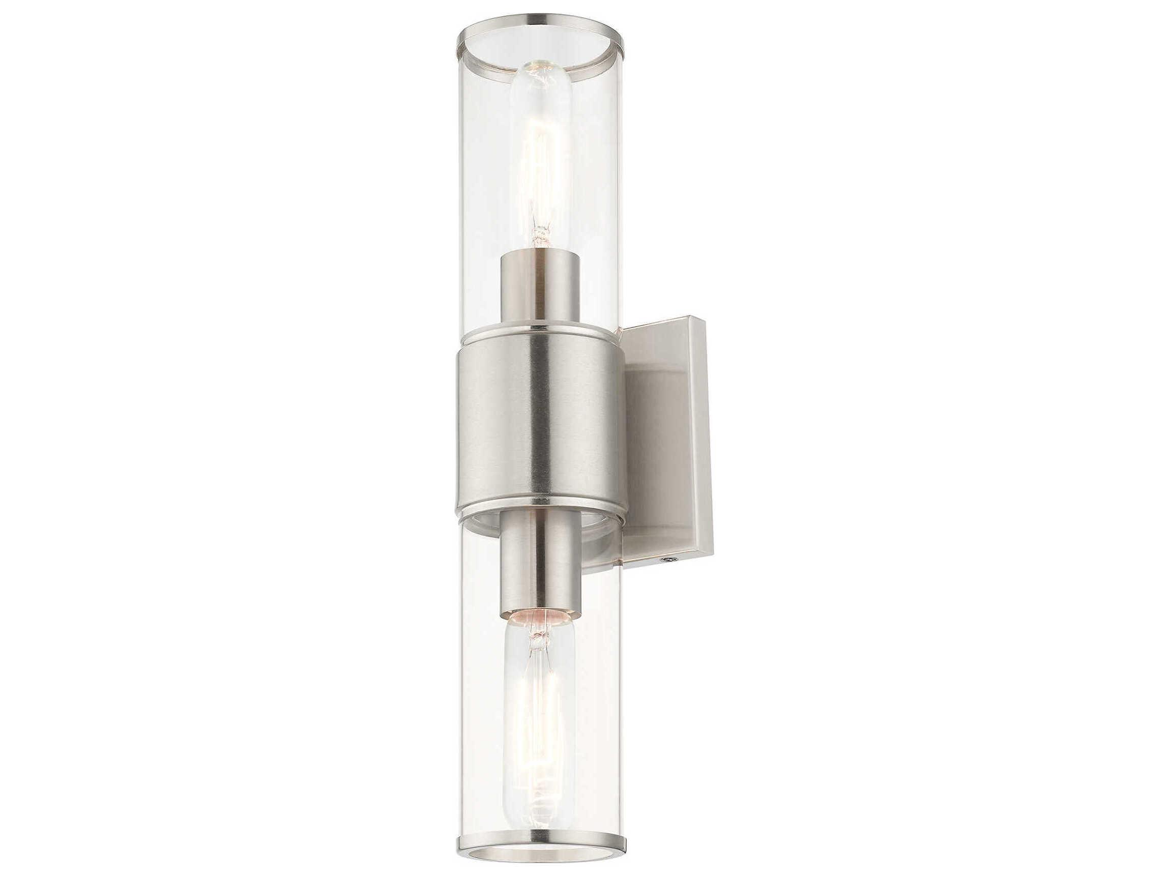 Livex Lighting Quincy 2-Light Brushed Nickel Glass Vanity Light