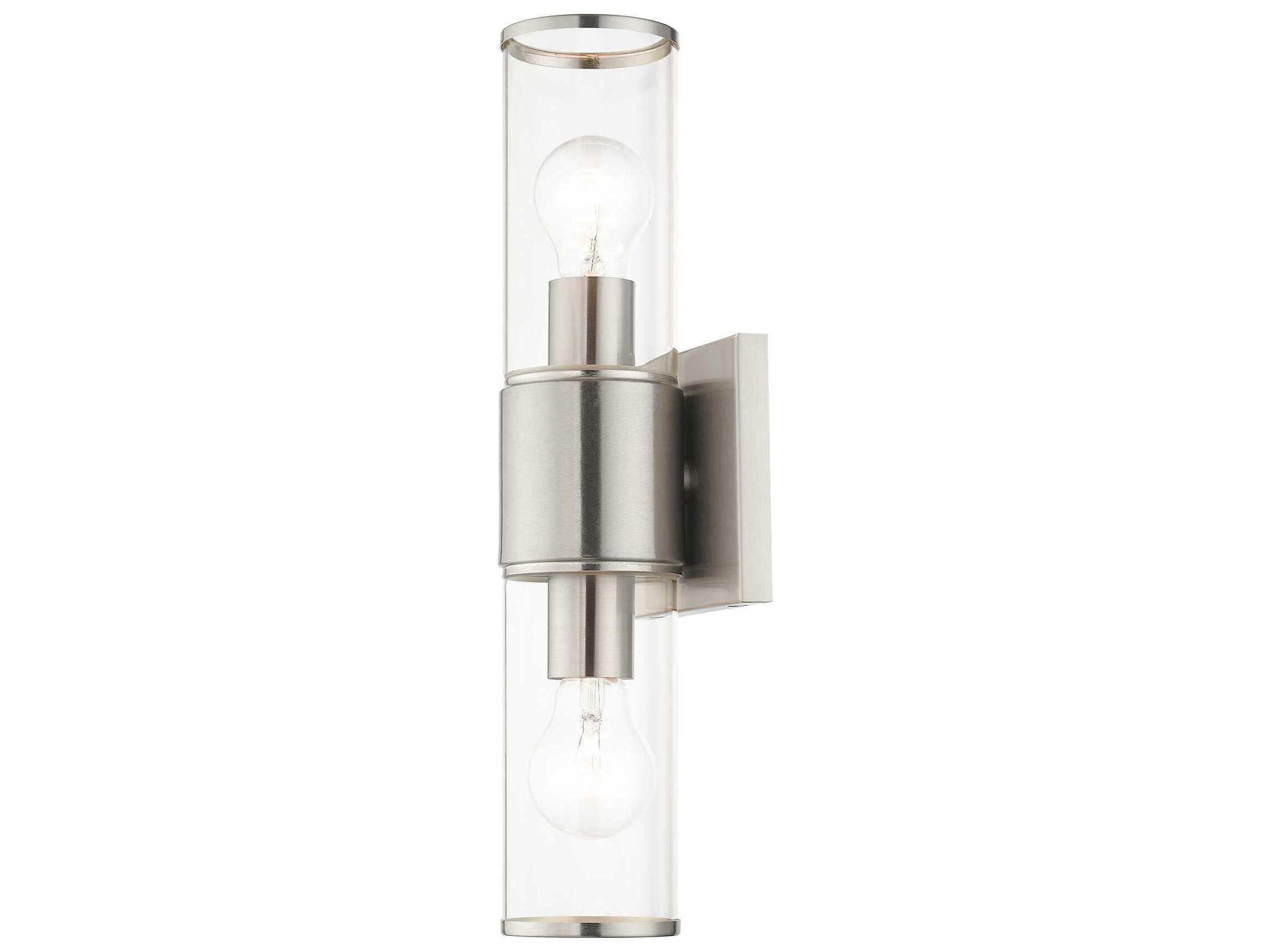 Livex Lighting Quincy 2-Light Brushed Nickel Glass Vanity Light