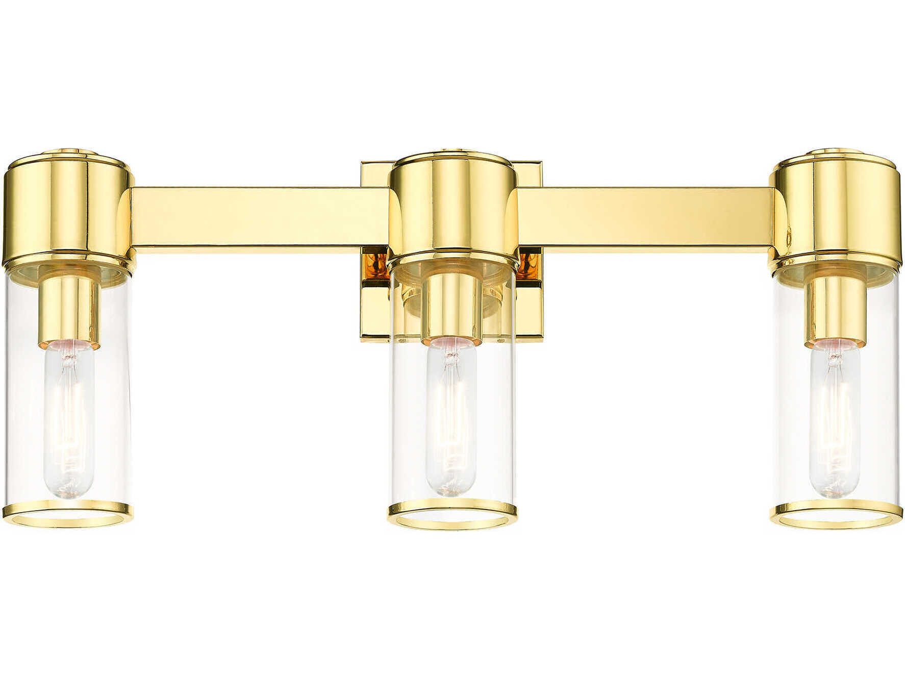 Livex Lighting Quincy 3-Light Polished Brass Glass Vanity Light