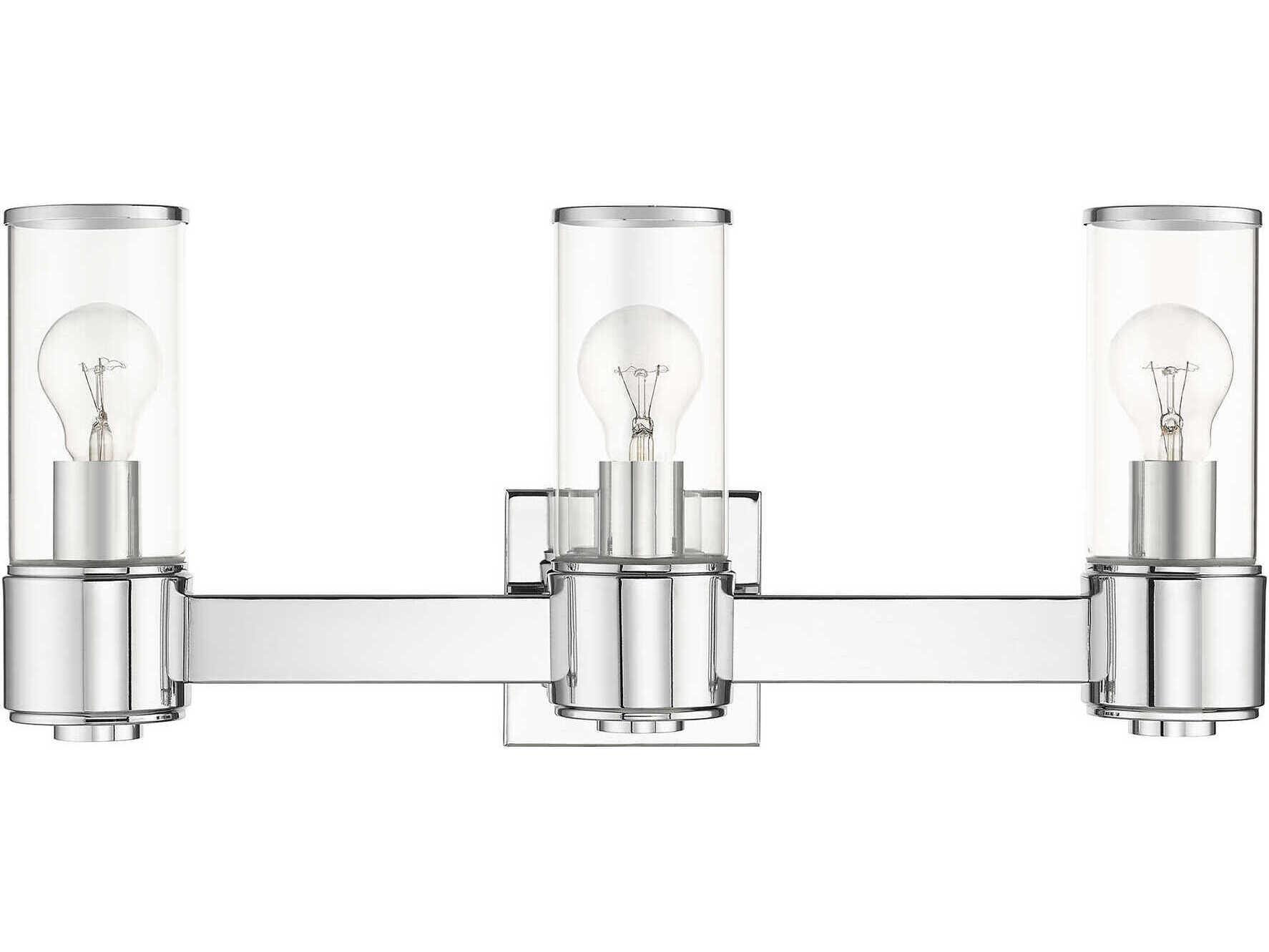 Livex Lighting Quincy 3-Light Polished Chrome Glass Vanity Light