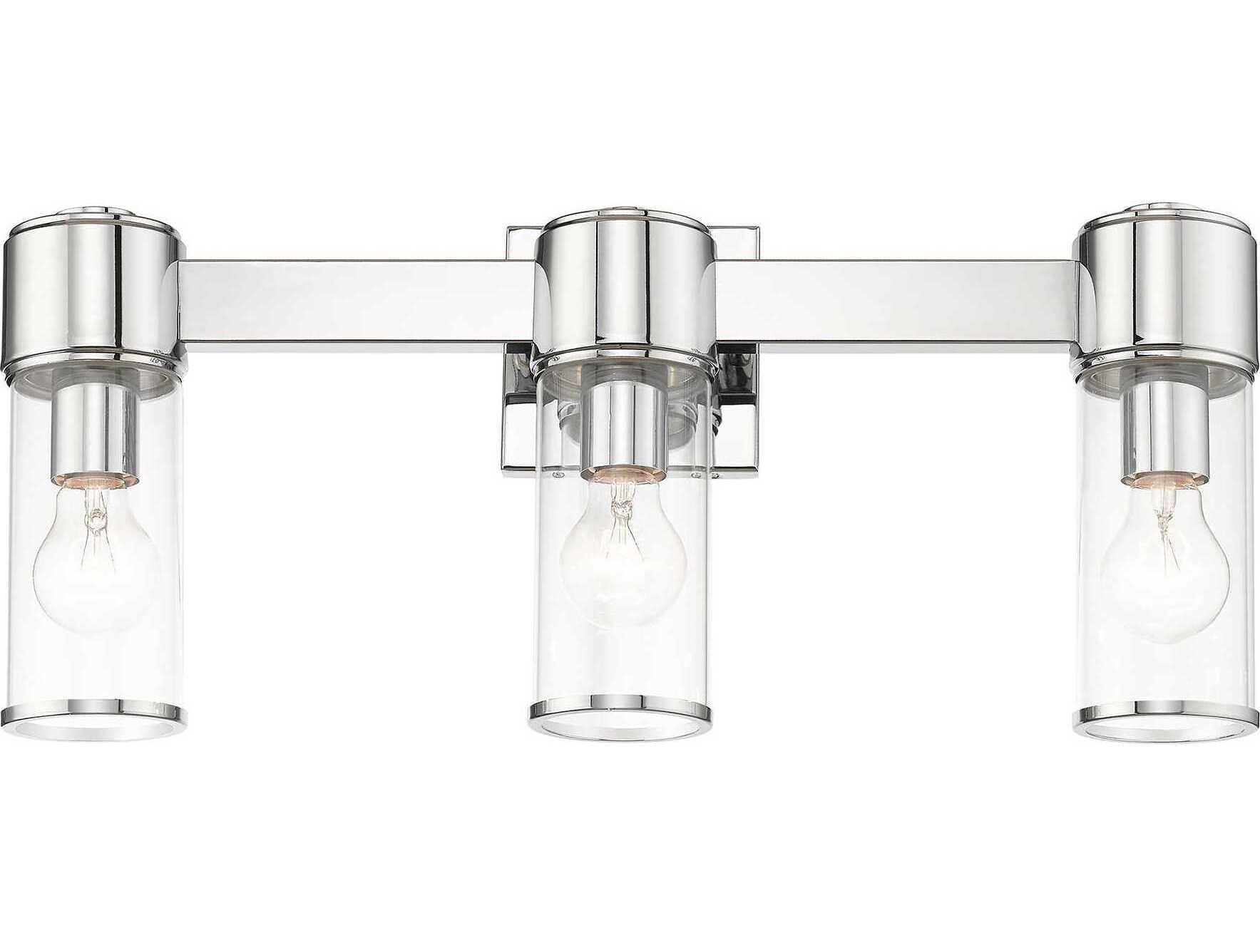 Livex Lighting Quincy 3-Light Polished Chrome Glass Vanity Light