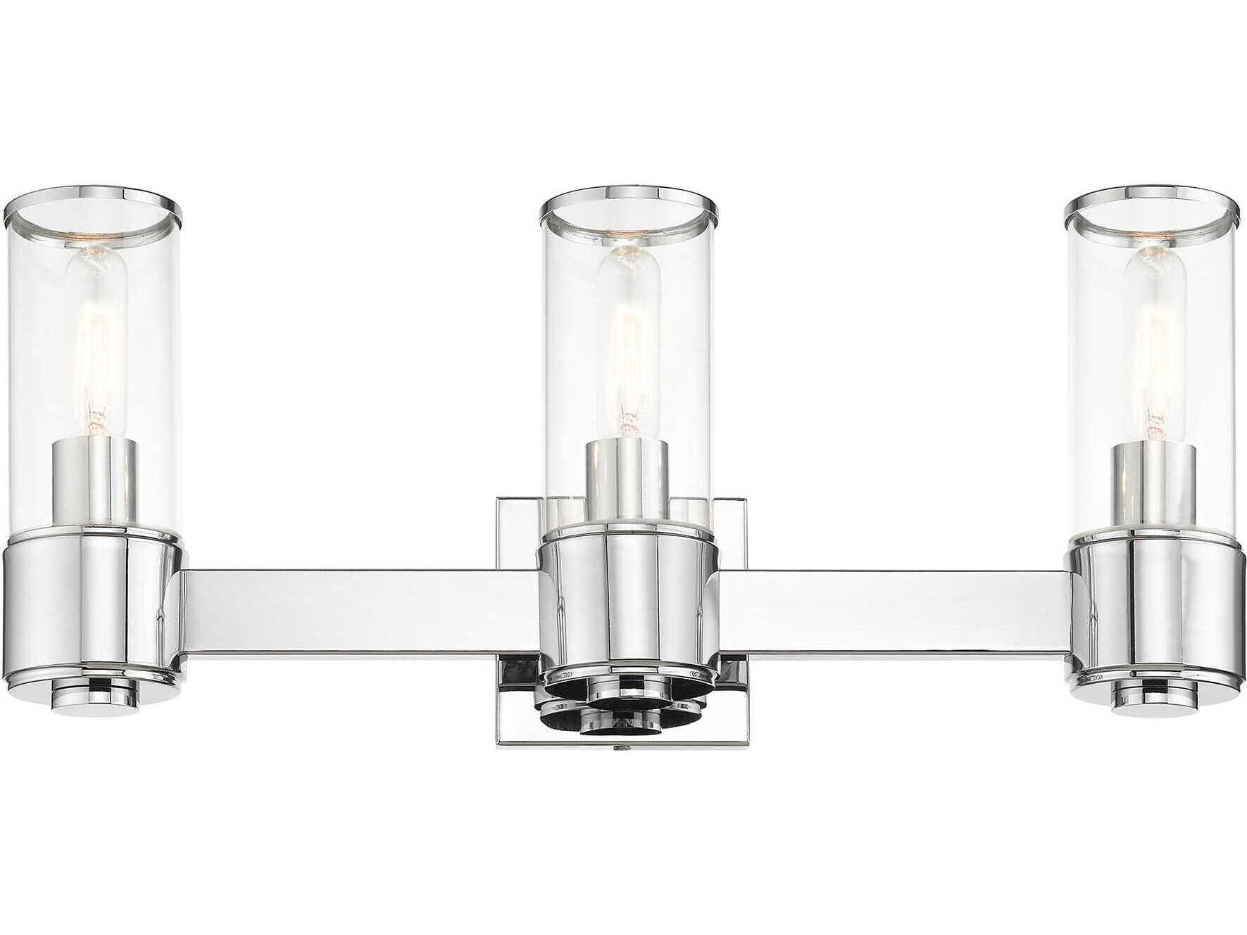 Livex Lighting Quincy 3-Light Polished Chrome Glass Vanity Light