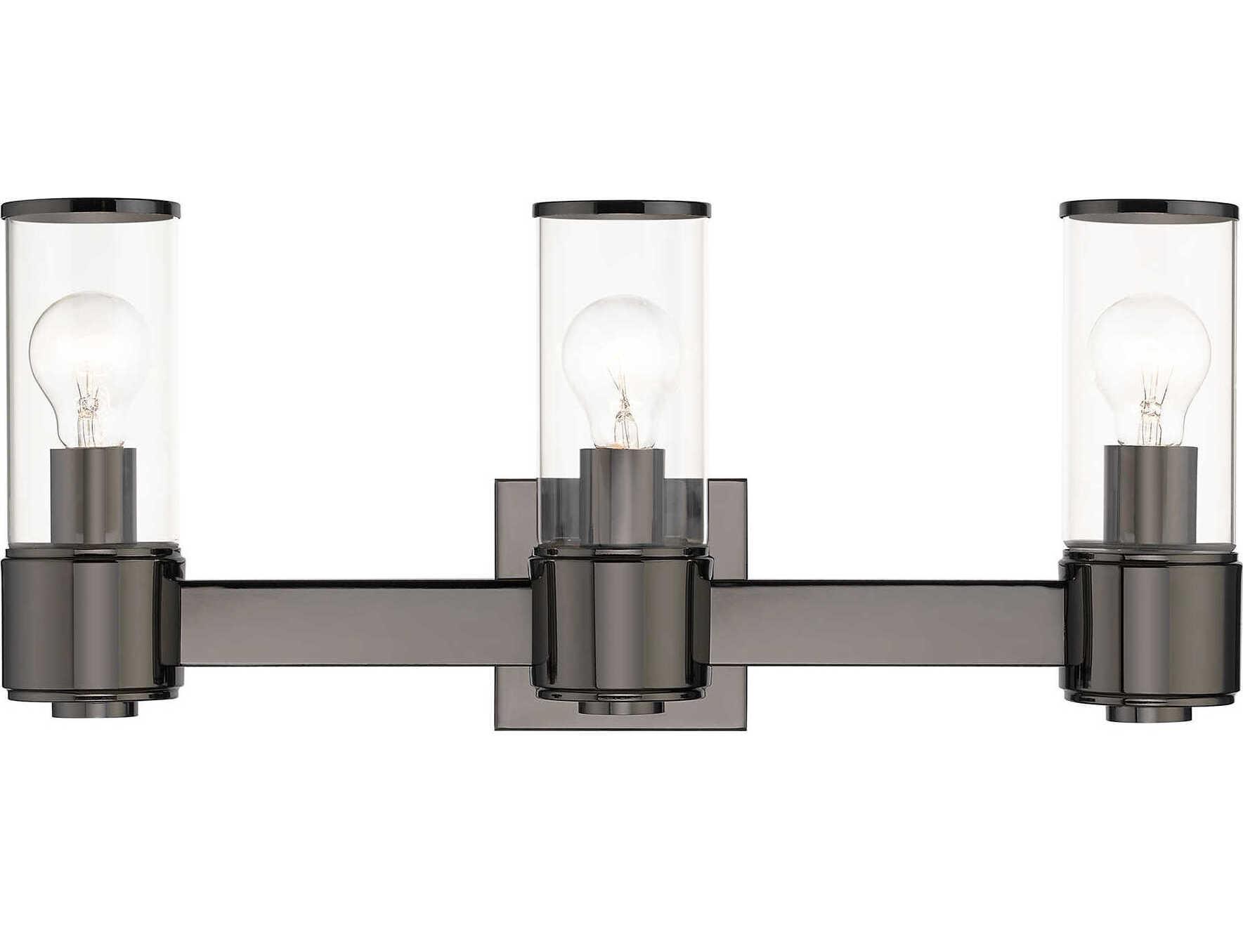 Livex Lighting Quincy 3-Light Black Chrome Glass Vanity Light