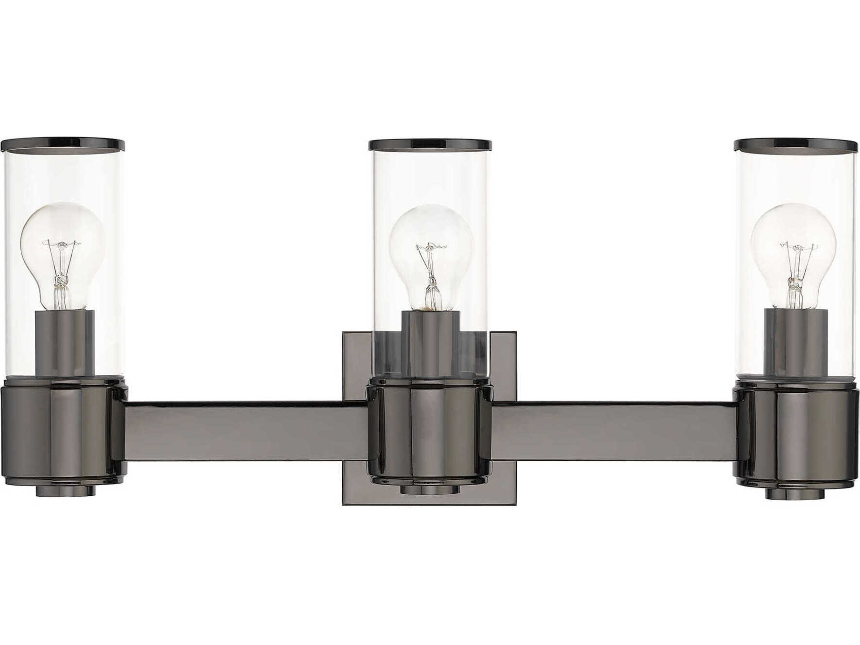 Livex Lighting Quincy 3-Light Black Chrome Glass Vanity Light