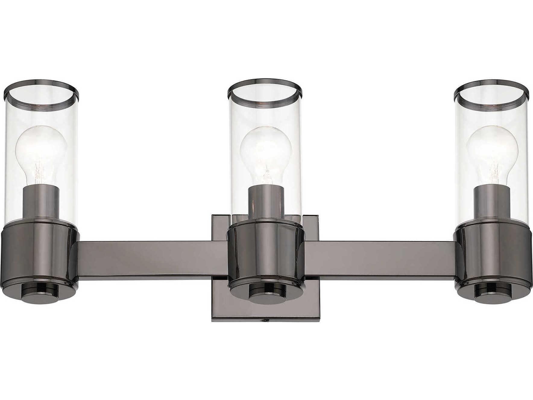 Livex Lighting Quincy 3-Light Black Chrome Glass Vanity Light