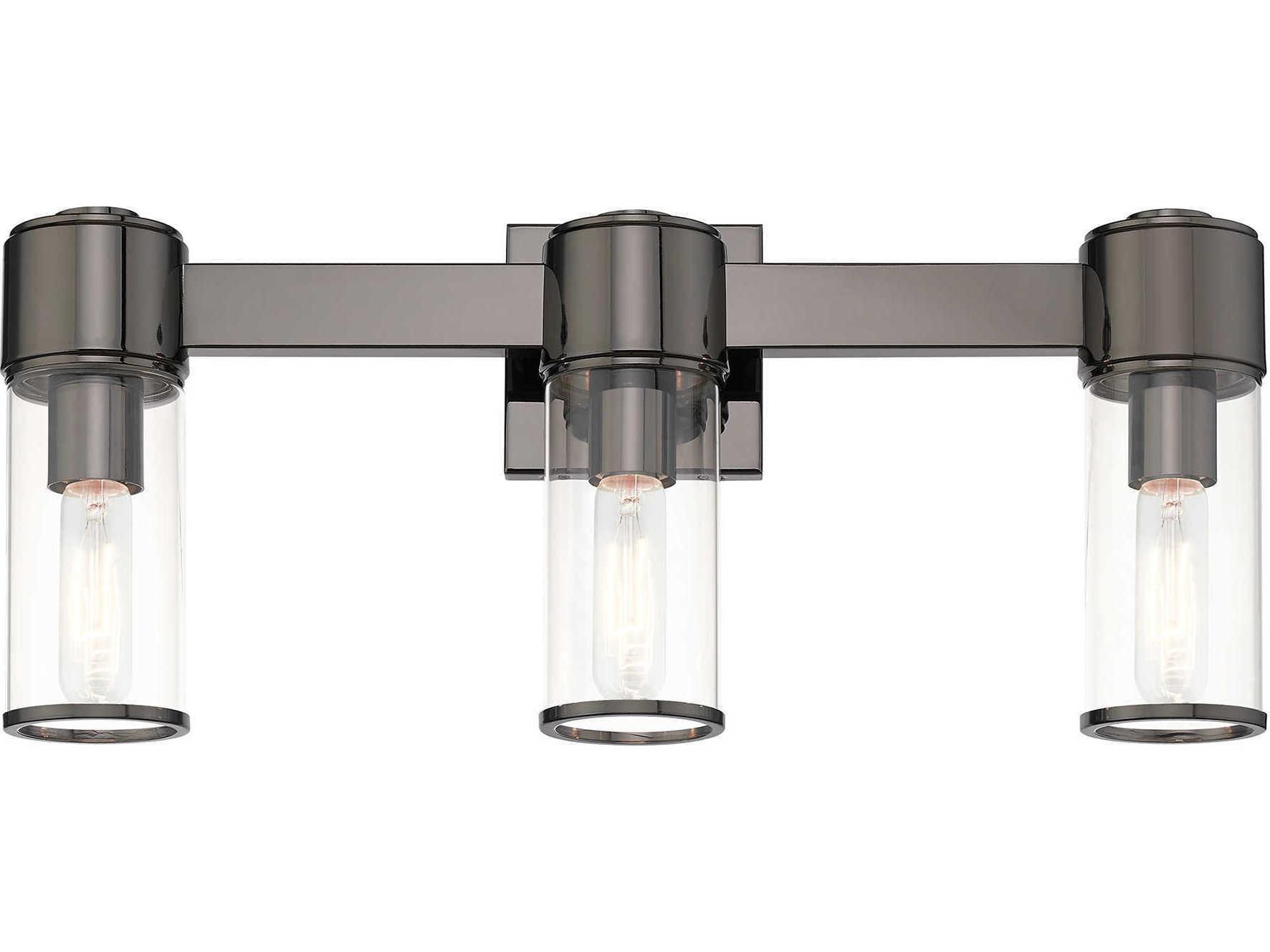 Livex Lighting Quincy 3-Light Black Chrome Glass Vanity Light