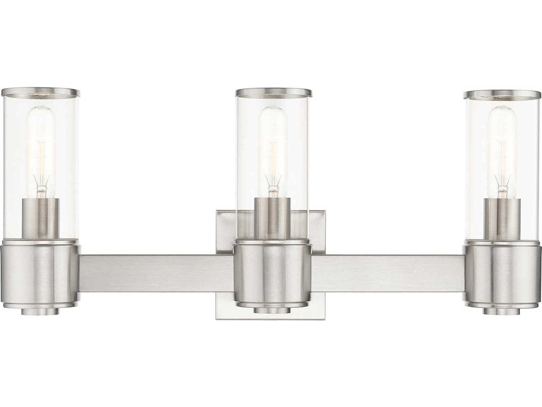 Livex Lighting Quincy 3-Light Brushed Nickel Glass Vanity Light