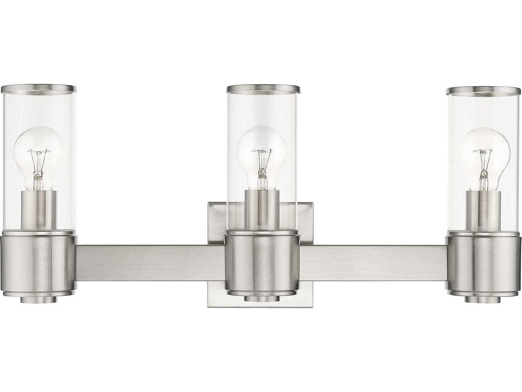 Livex Lighting Quincy 3-Light Brushed Nickel Glass Vanity Light