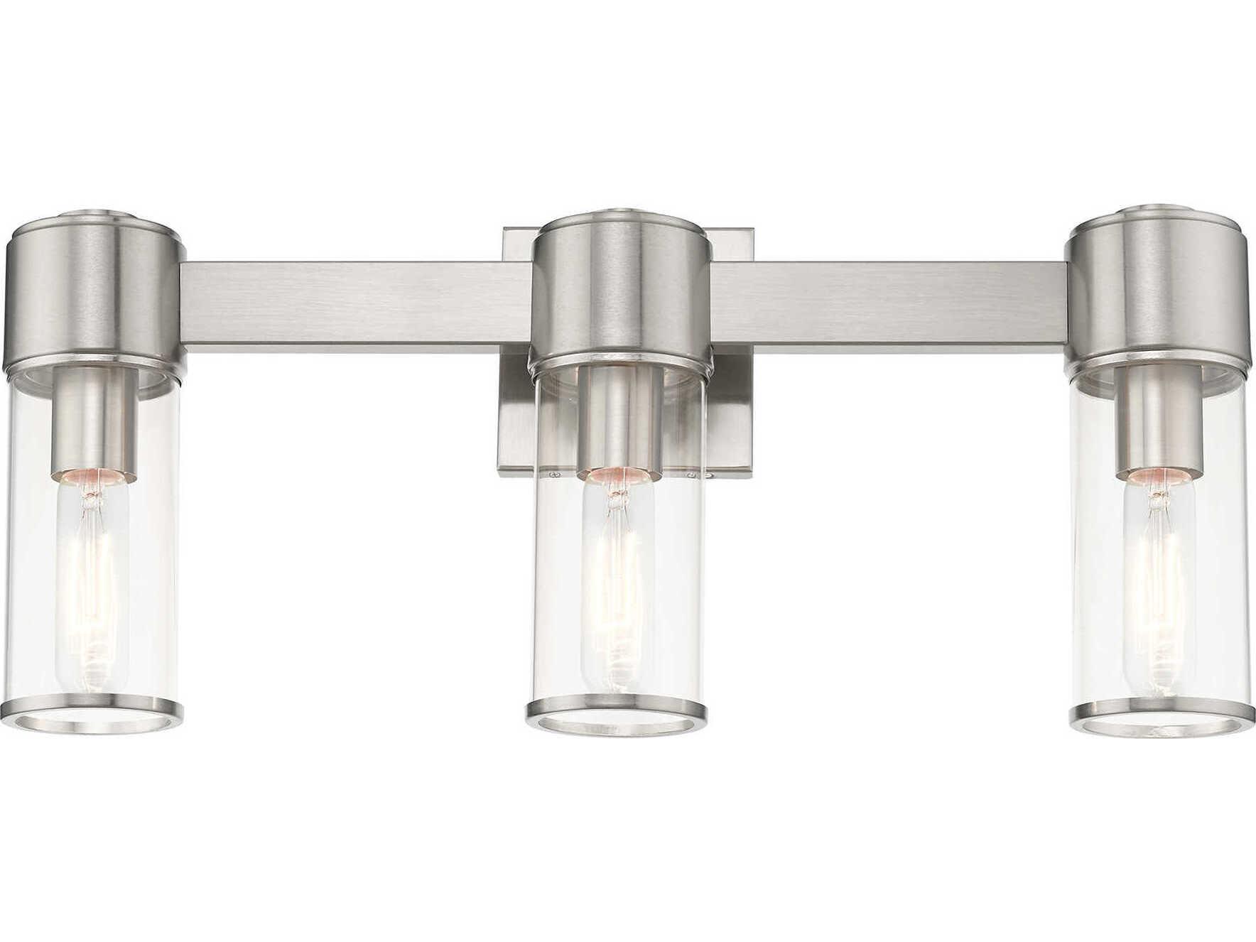 Livex Lighting Quincy 3-Light Brushed Nickel Glass Vanity Light