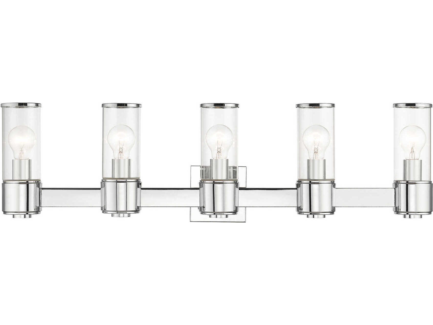 Livex Lighting Quincy 5-Light Polished Chrome Glass Vanity Light