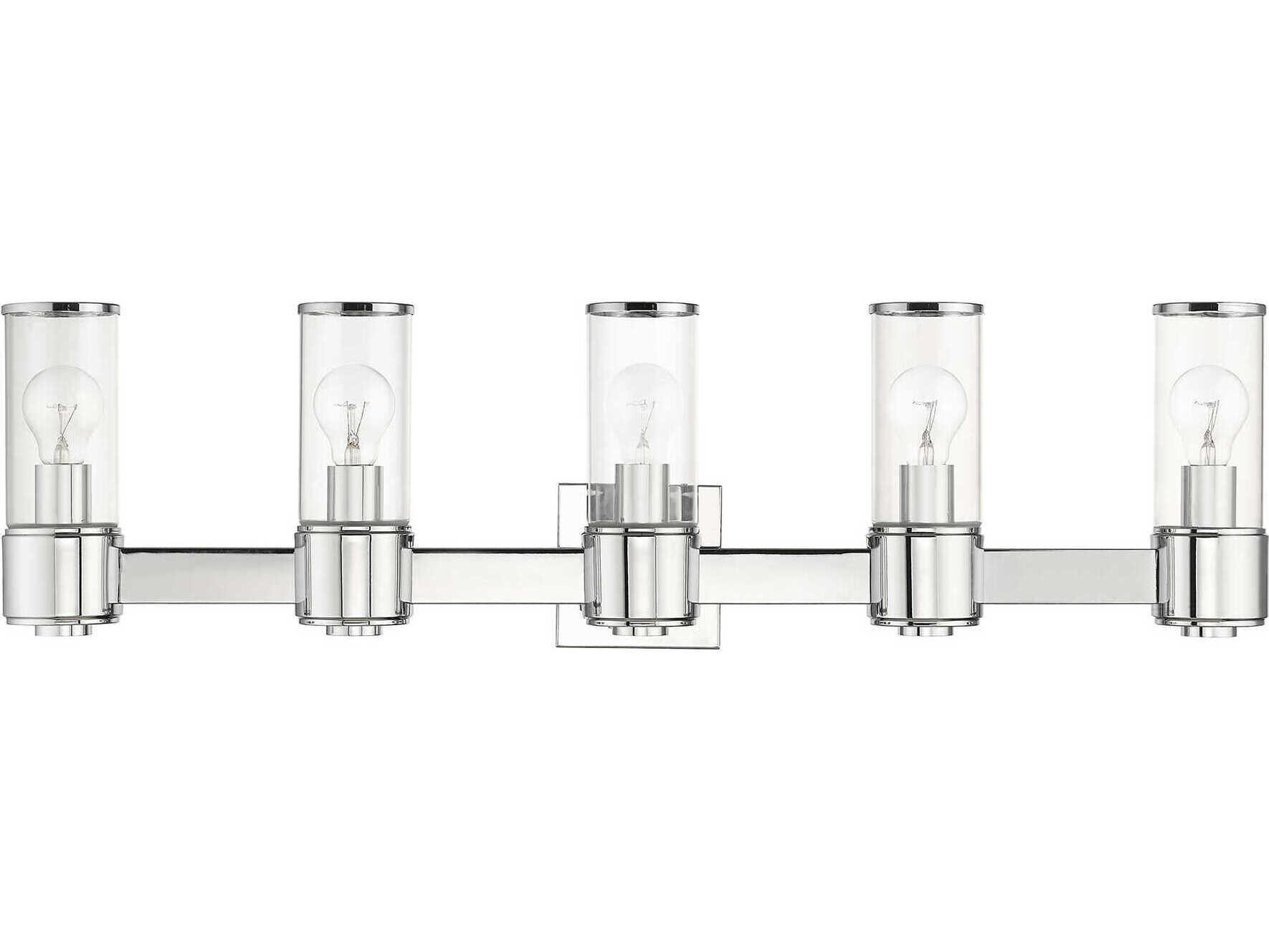 Livex Lighting Quincy 5-Light Polished Chrome Glass Vanity Light