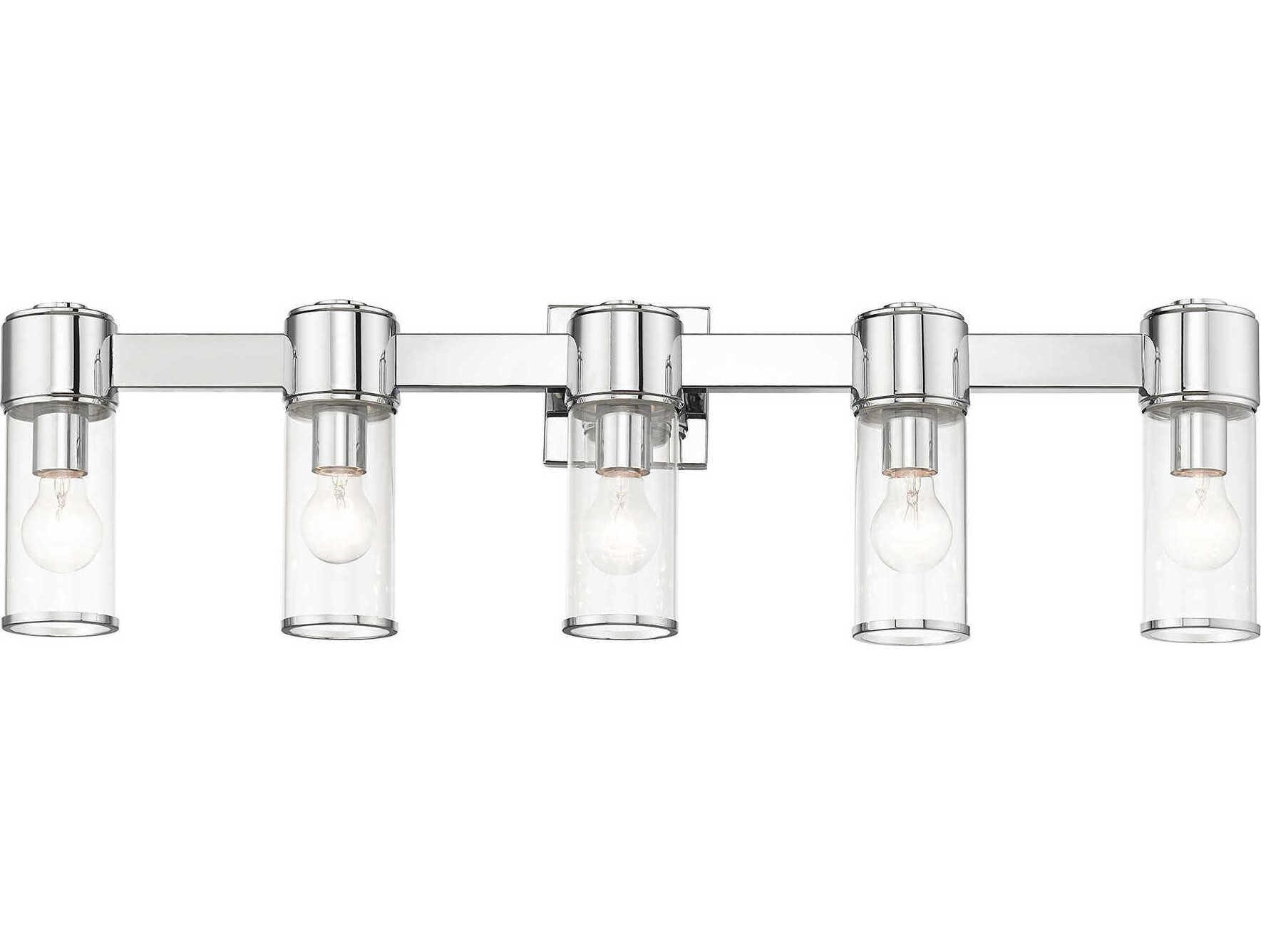 Livex Lighting Quincy 5-Light Polished Chrome Glass Vanity Light