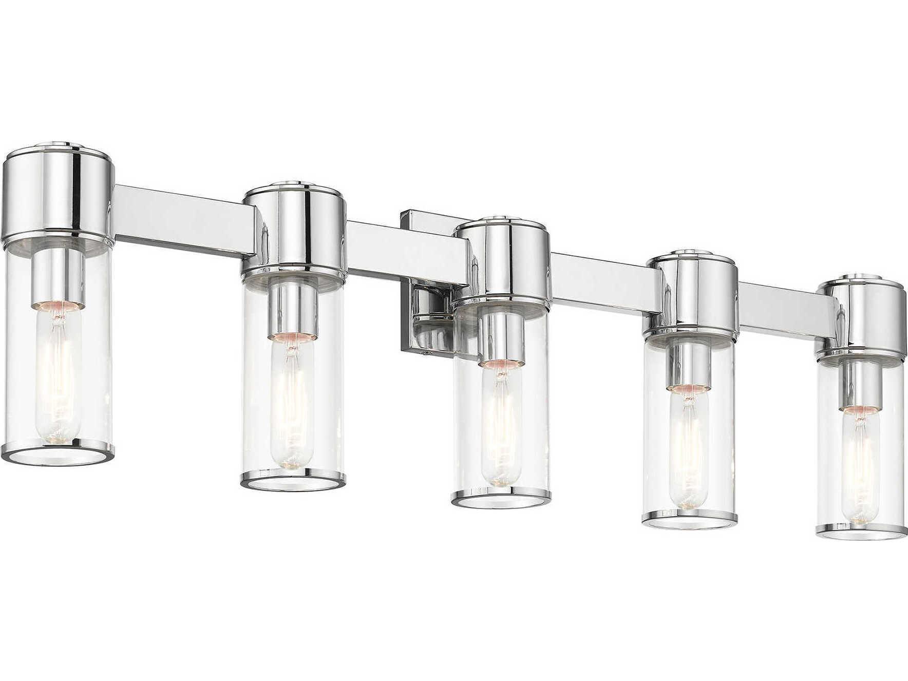 Livex Lighting Quincy 5-Light Polished Chrome Glass Vanity Light