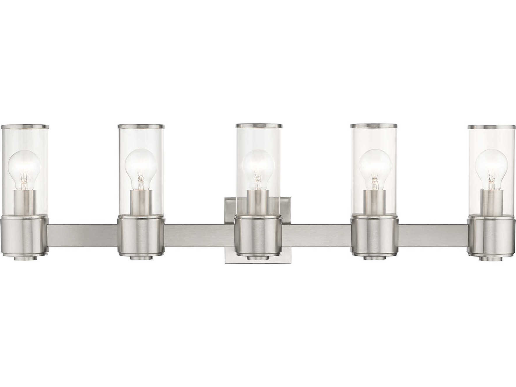Livex Lighting Quincy 5-Light Brushed Nickel Glass Vanity Light