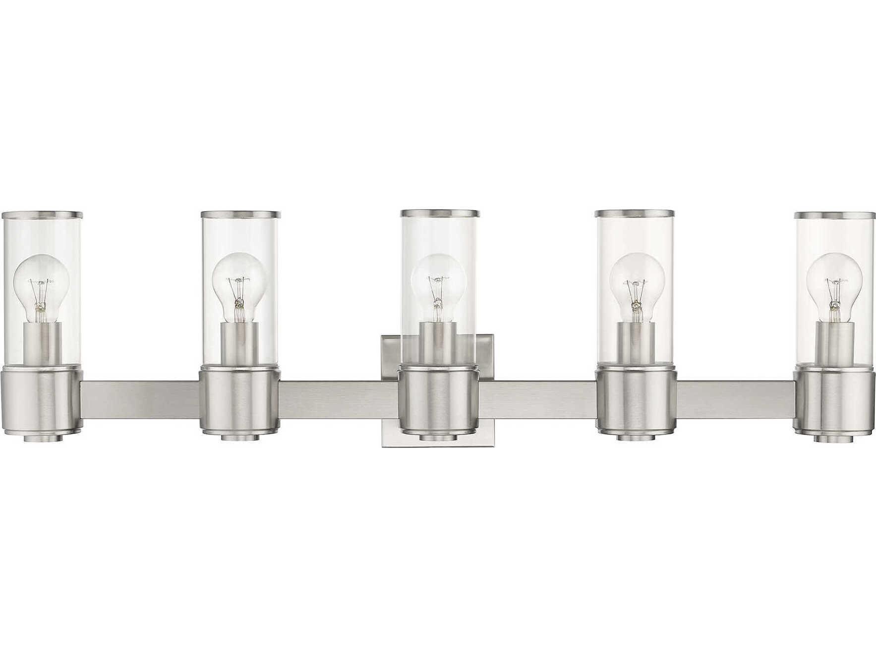 Livex Lighting Quincy 5-Light Brushed Nickel Glass Vanity Light