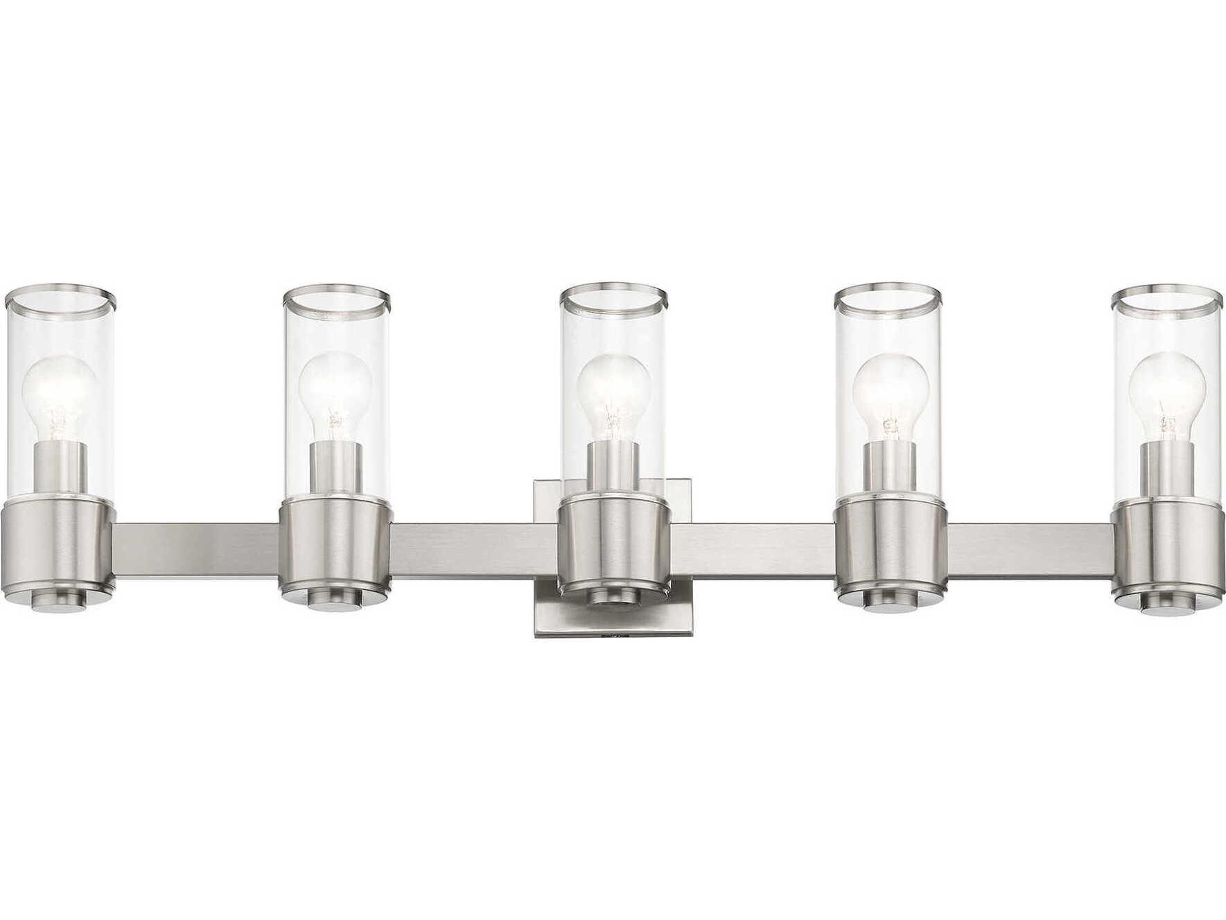 Livex Lighting Quincy 5-Light Brushed Nickel Glass Vanity Light