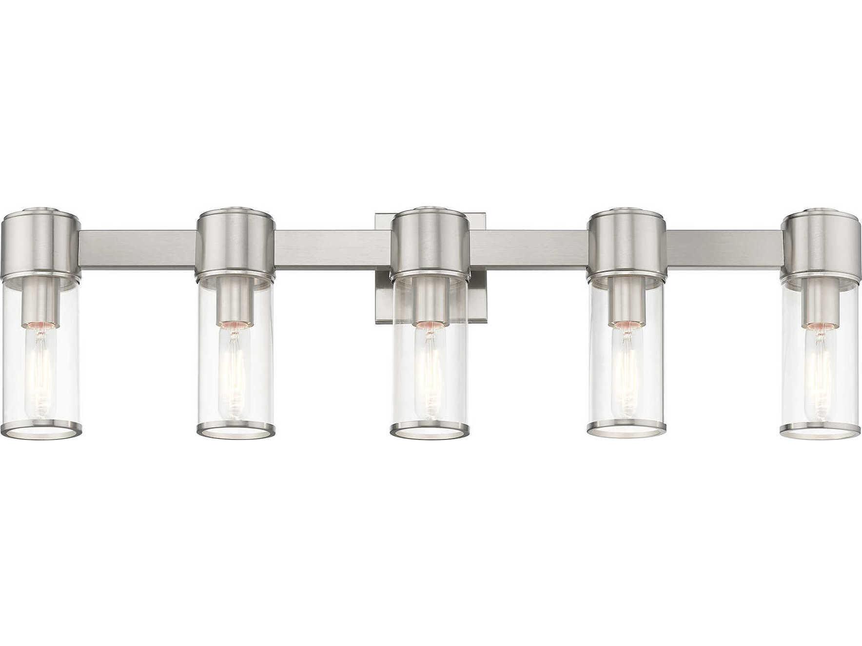 Livex Lighting Quincy 5-Light Brushed Nickel Glass Vanity Light