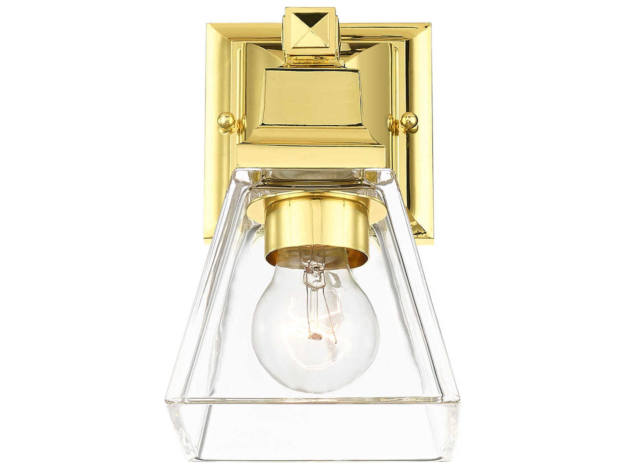 Livex Lighting Mission 1-Light Polished Brass Glass Wall Sconce