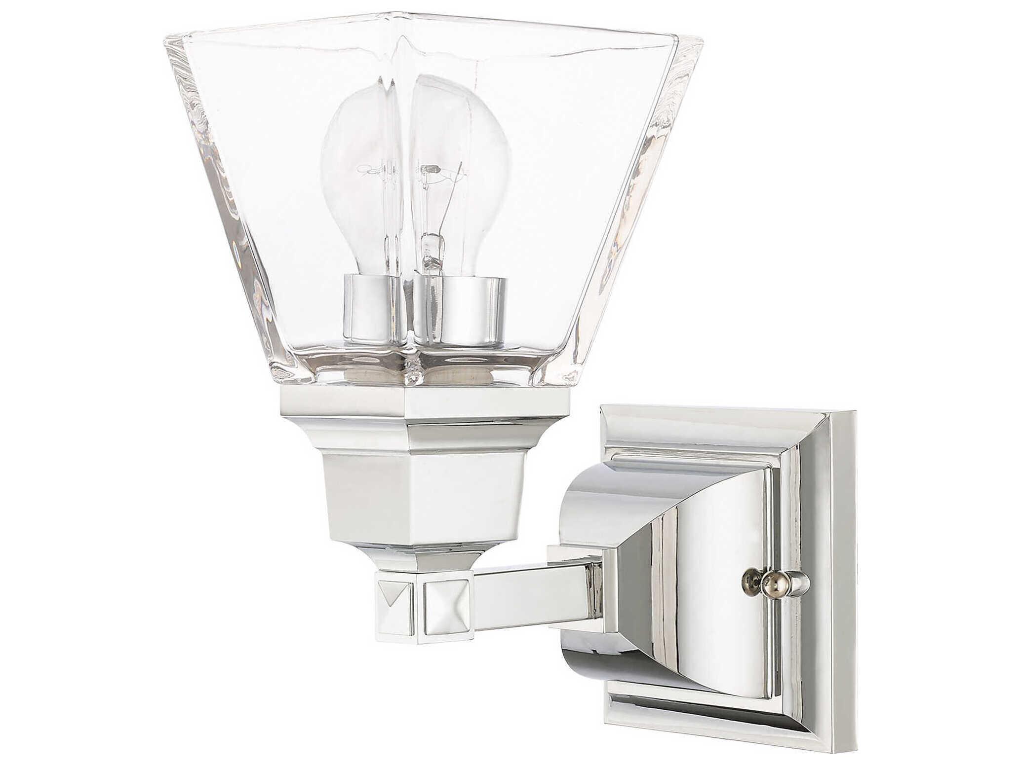 Livex Lighting Mission 1-Light Polished Chrome Glass Wall Sconce