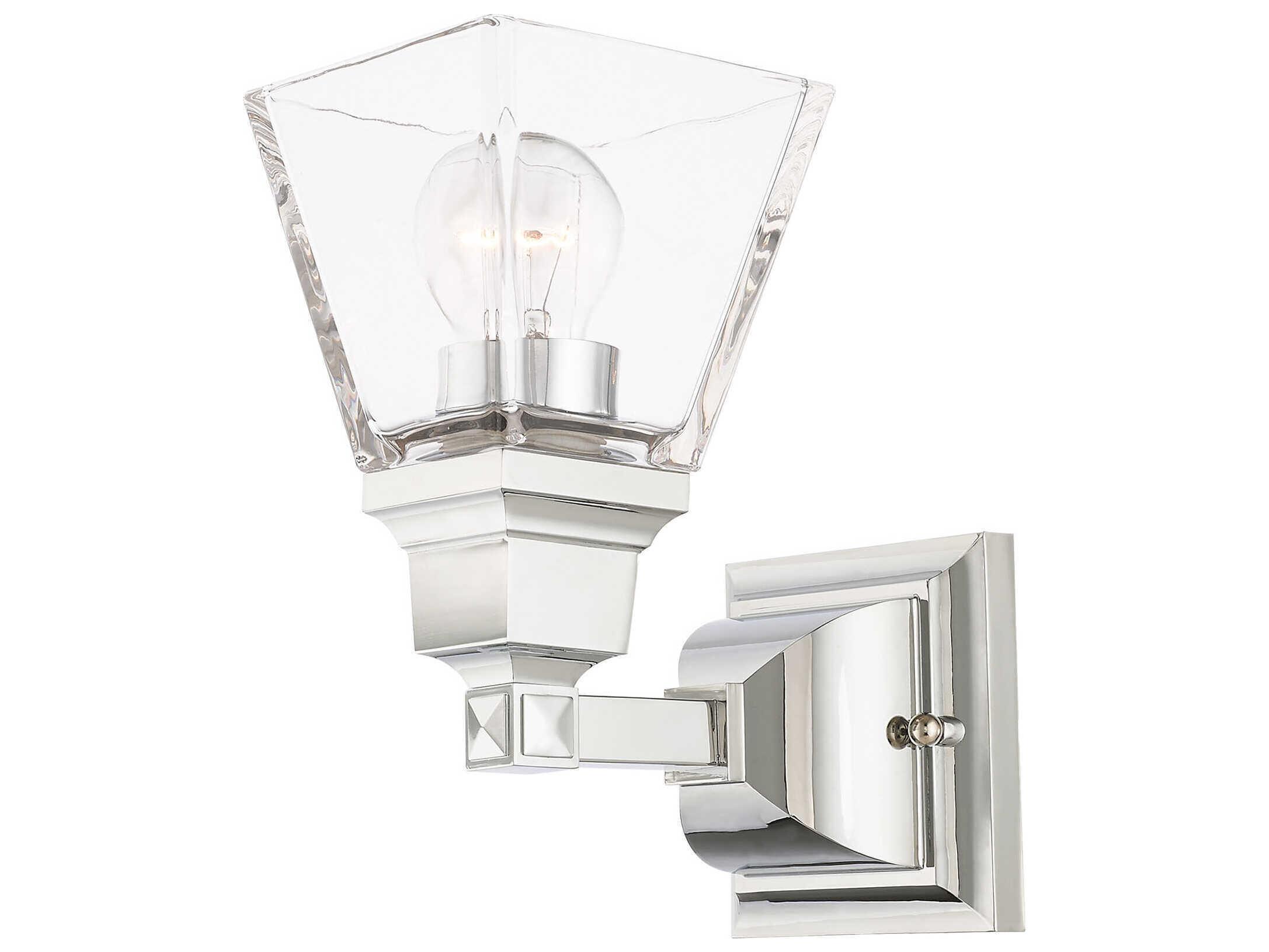 Livex Lighting Mission 1-Light Polished Chrome Glass Wall Sconce