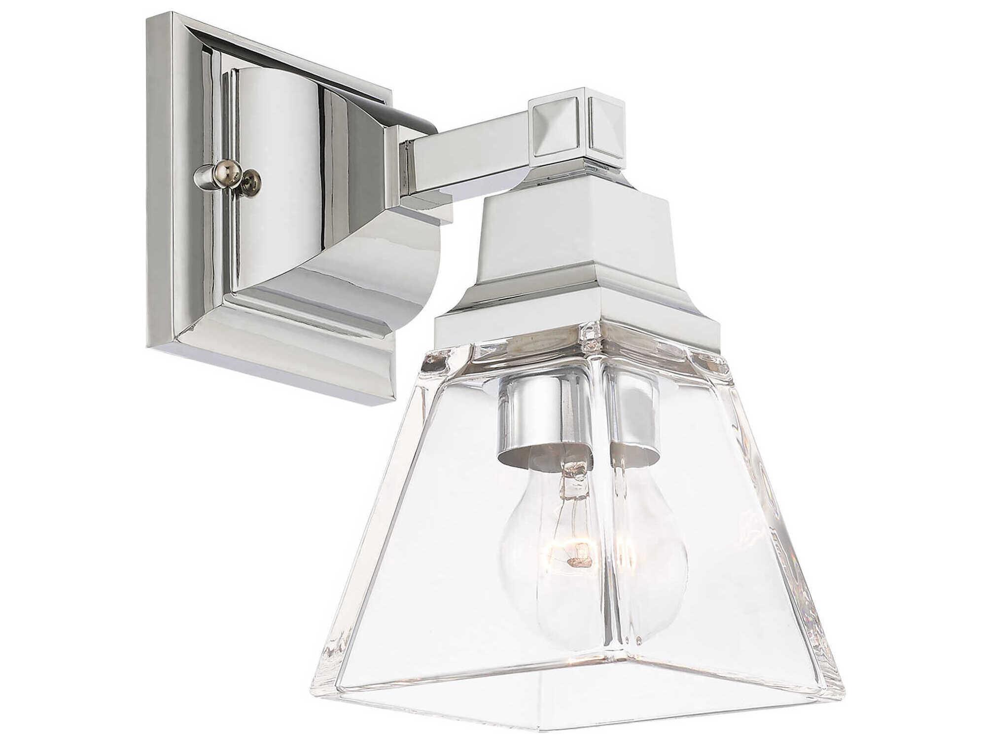 Livex Lighting Mission 1-Light Polished Chrome Glass Wall Sconce