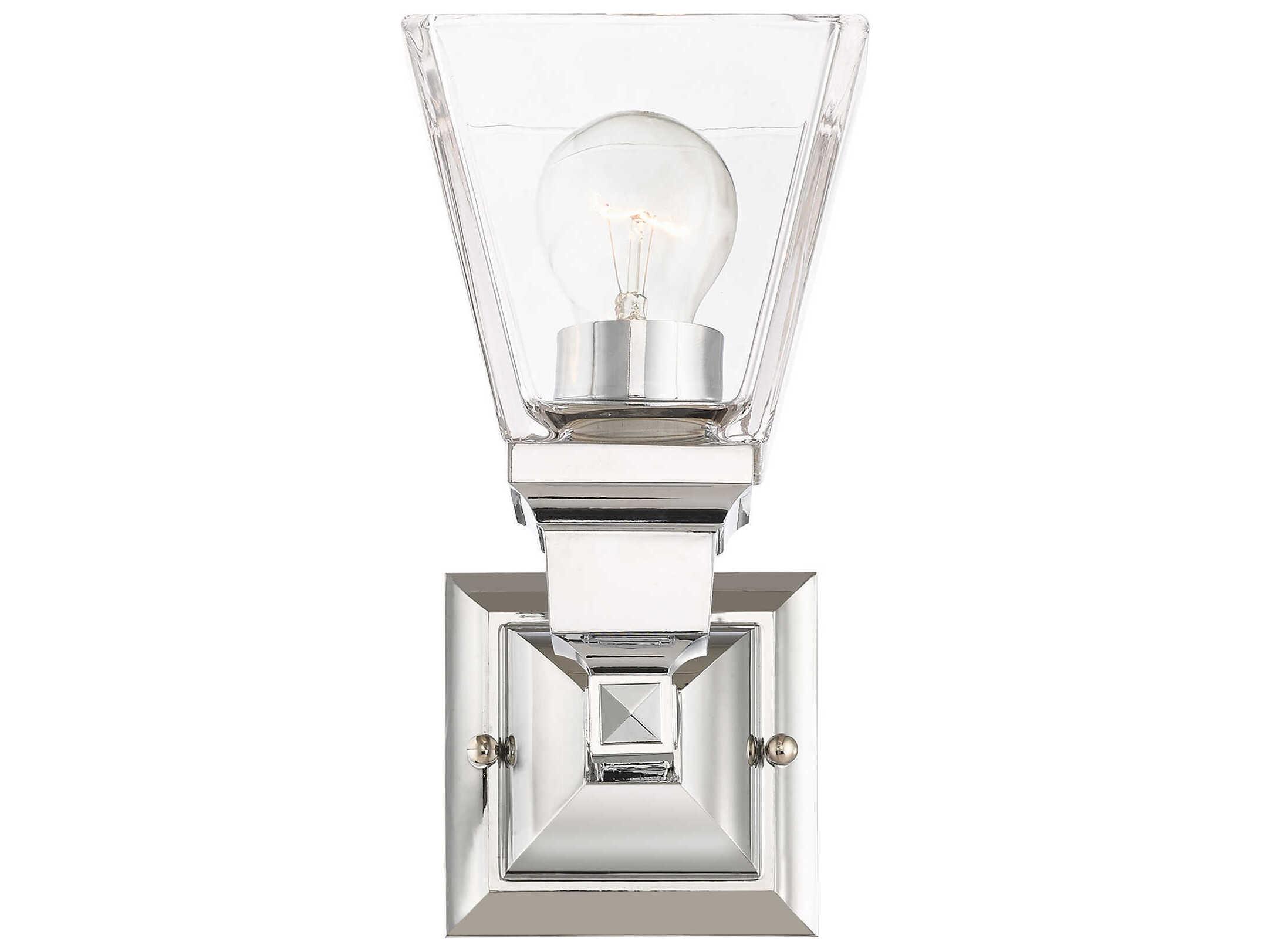 Livex Lighting Mission 1-Light Polished Chrome Glass Wall Sconce