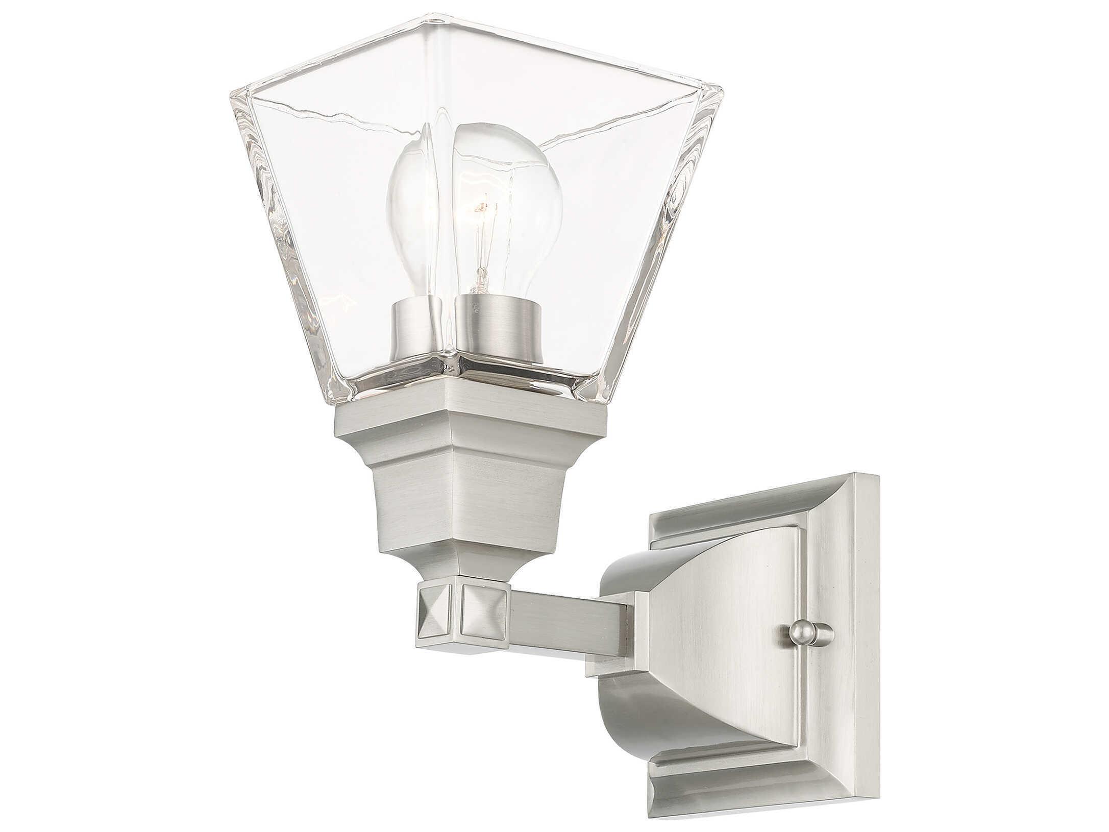 Livex Lighting Mission 1-Light Brushed Nickel Glass Wall Sconce