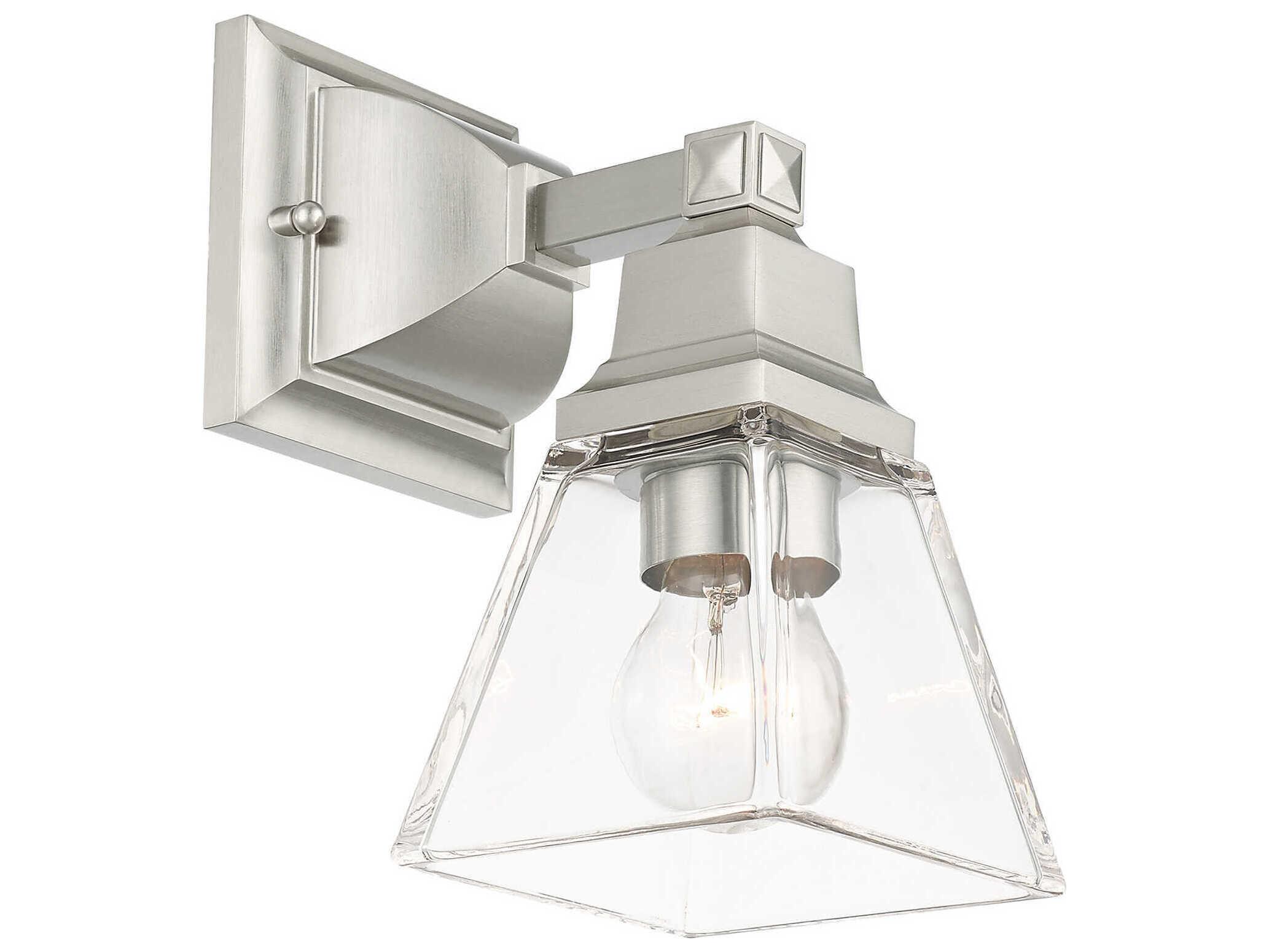 Livex Lighting Mission 1-Light Brushed Nickel Glass Wall Sconce