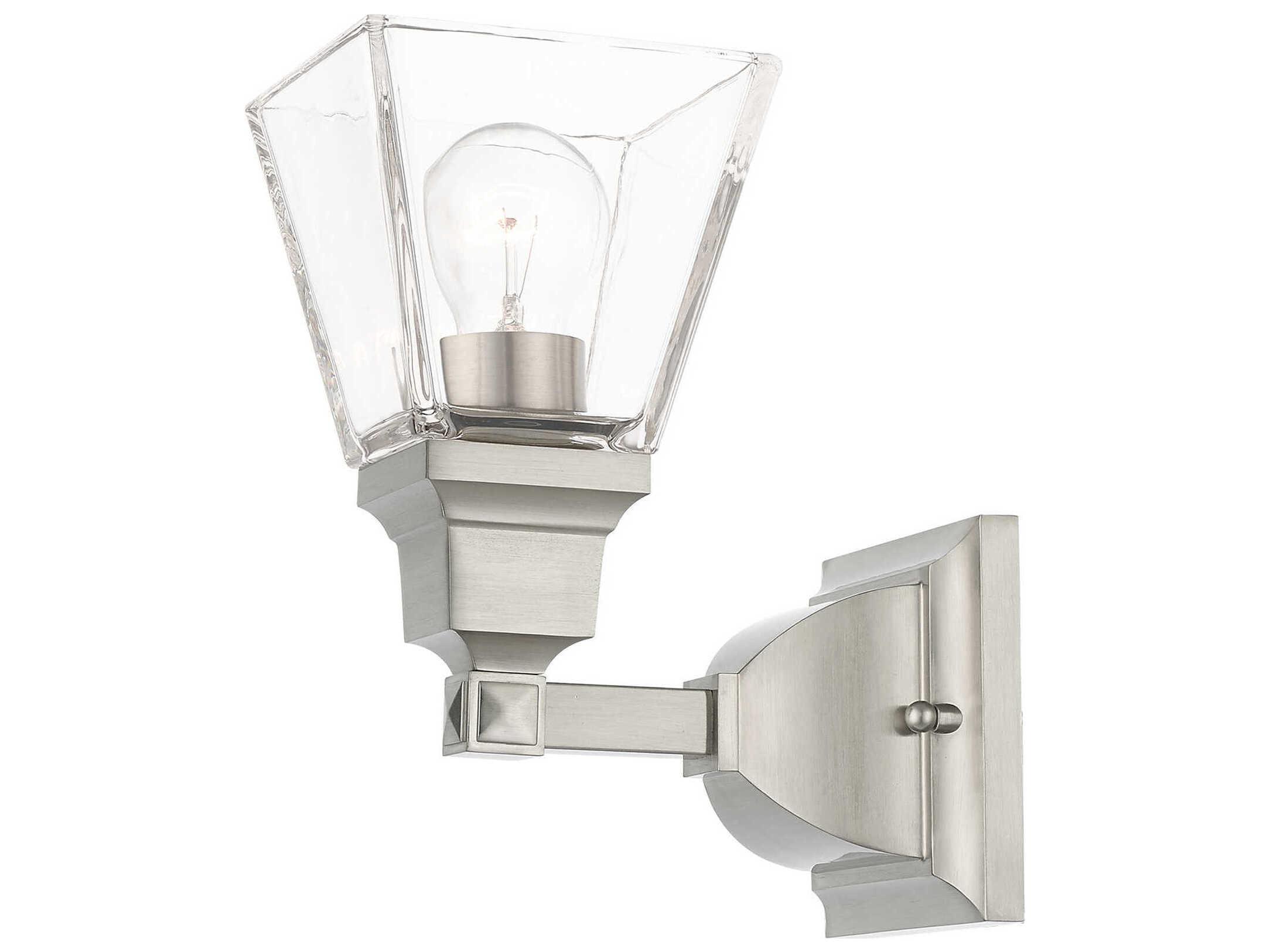 Livex Lighting Mission 1-Light Brushed Nickel Glass Wall Sconce