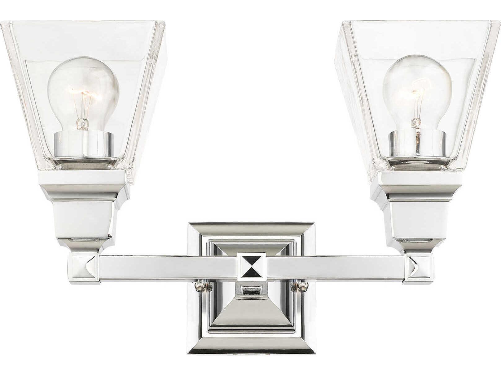 Livex Lighting Mission 2-Light Polished Chrome Glass Vanity Light
