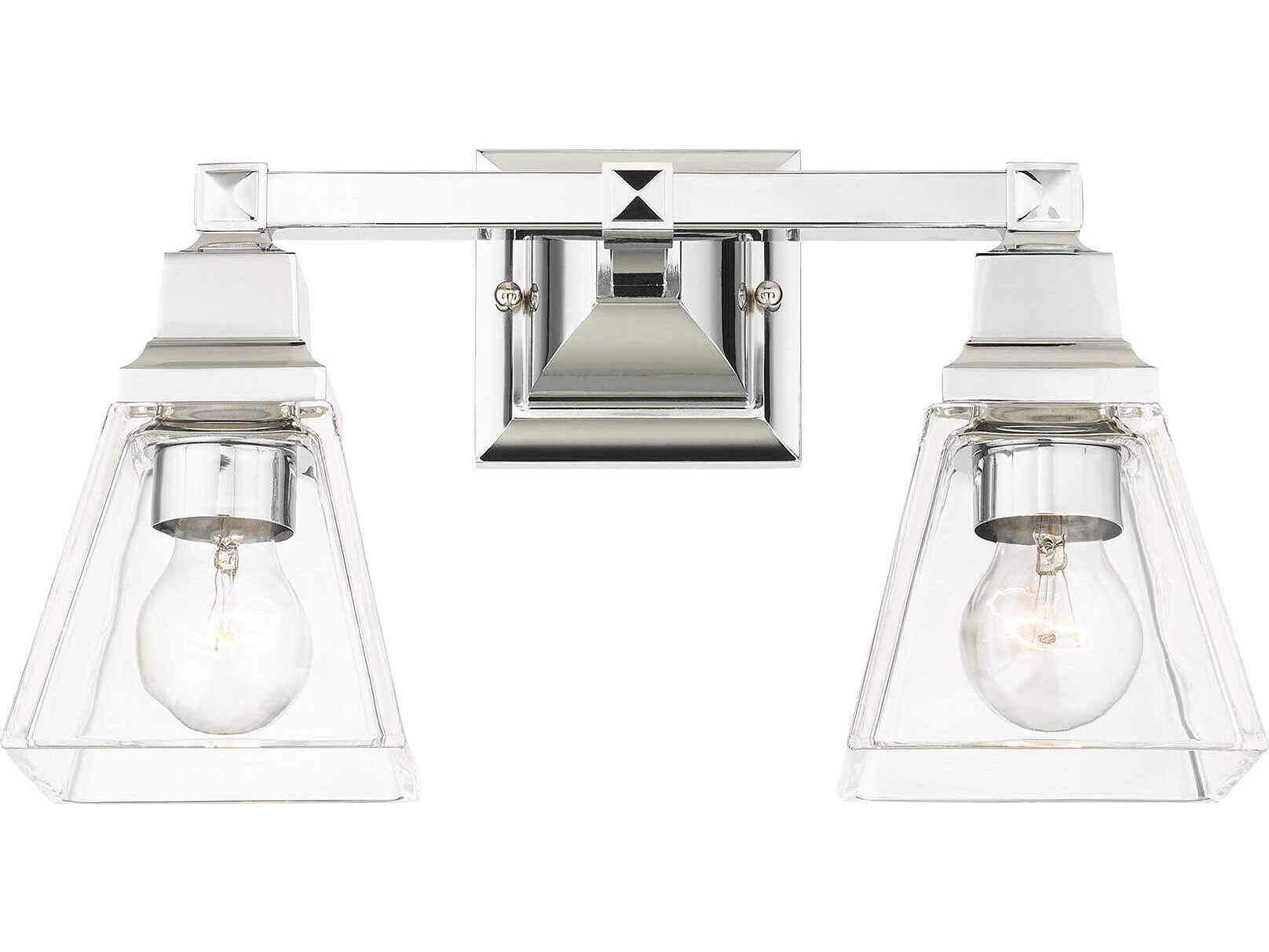 Livex Lighting Mission 2-Light Polished Chrome Glass Vanity Light