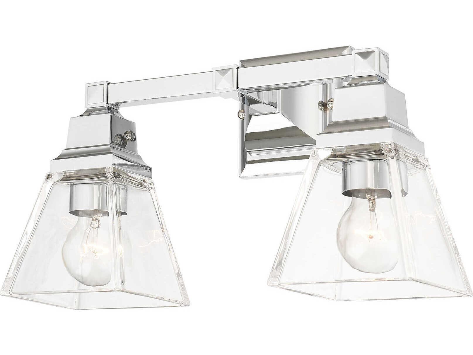 Livex Lighting Mission 2-Light Polished Chrome Glass Vanity Light