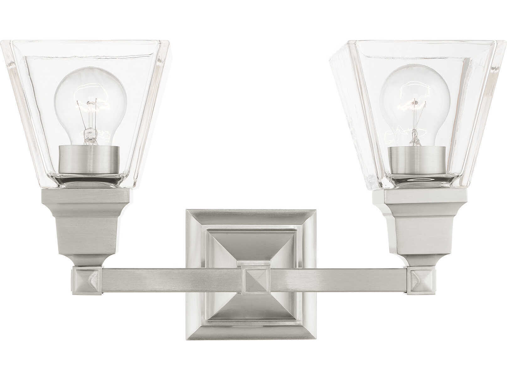 Livex Lighting Mission 2-Light Brushed Nickel Glass Vanity Light