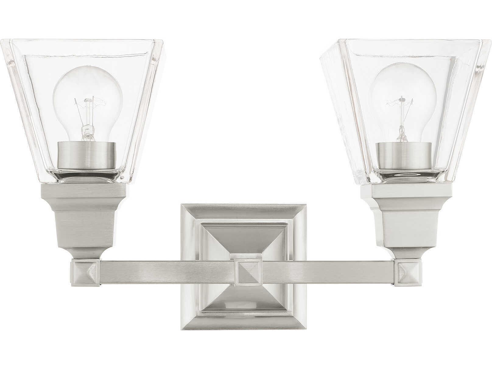 Livex Lighting Mission 2-Light Brushed Nickel Glass Vanity Light
