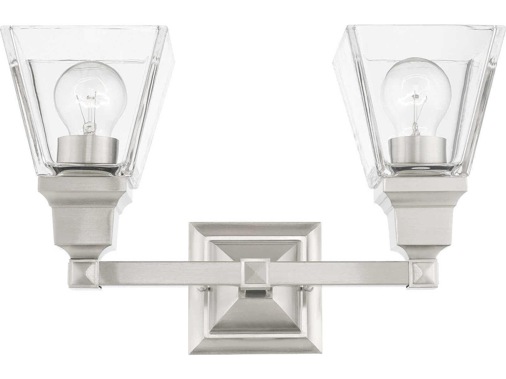 Livex Lighting Mission 2-Light Brushed Nickel Glass Vanity Light