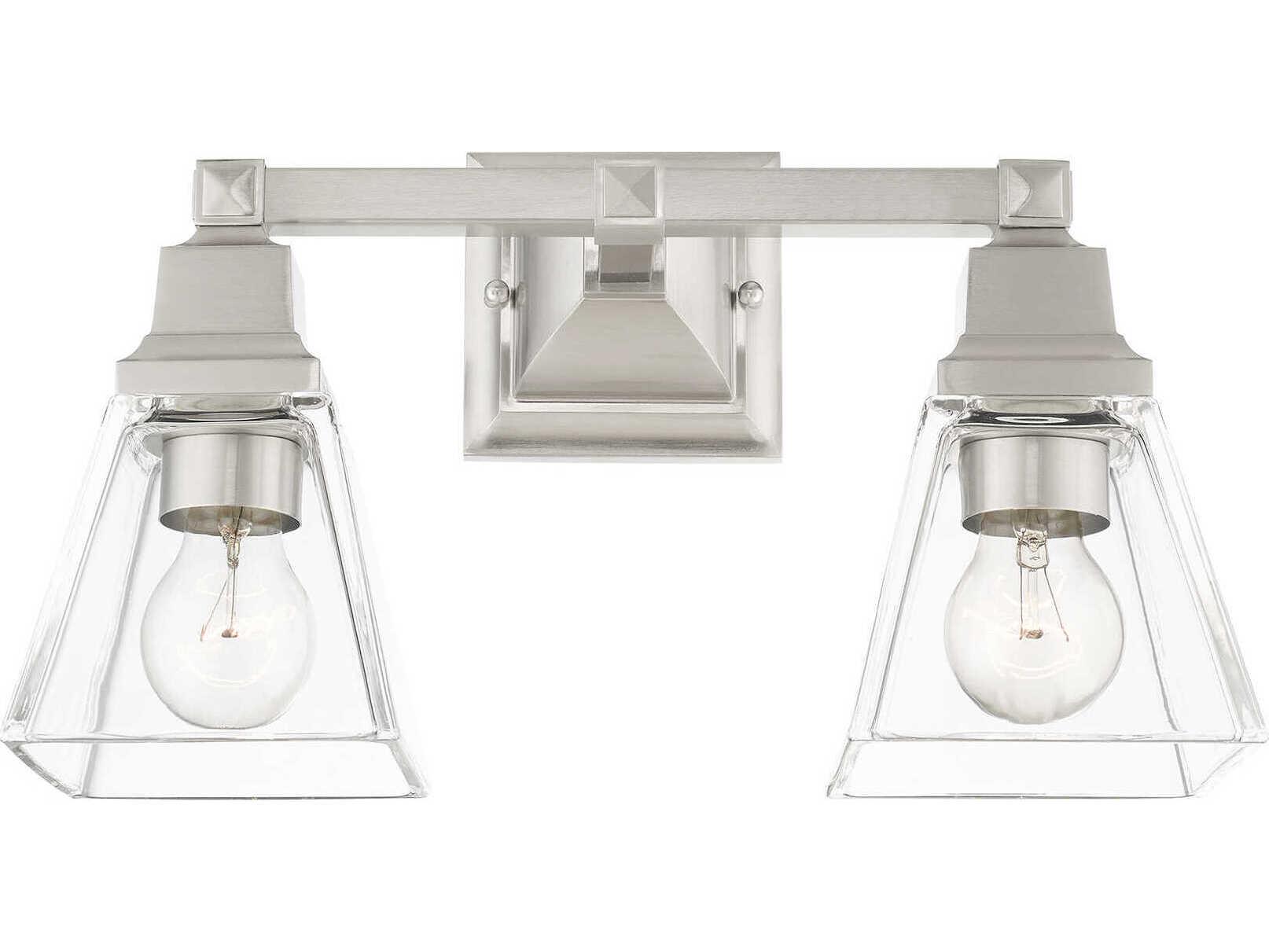 Livex Lighting Mission 2-Light Brushed Nickel Glass Vanity Light