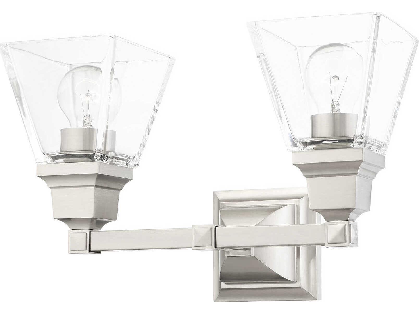 Livex Lighting Mission 2-Light Brushed Nickel Glass Vanity Light