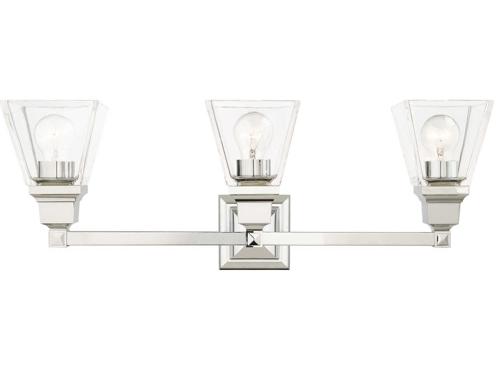 Livex Lighting Mission 3-Light Polished Chrome Glass Vanity Light