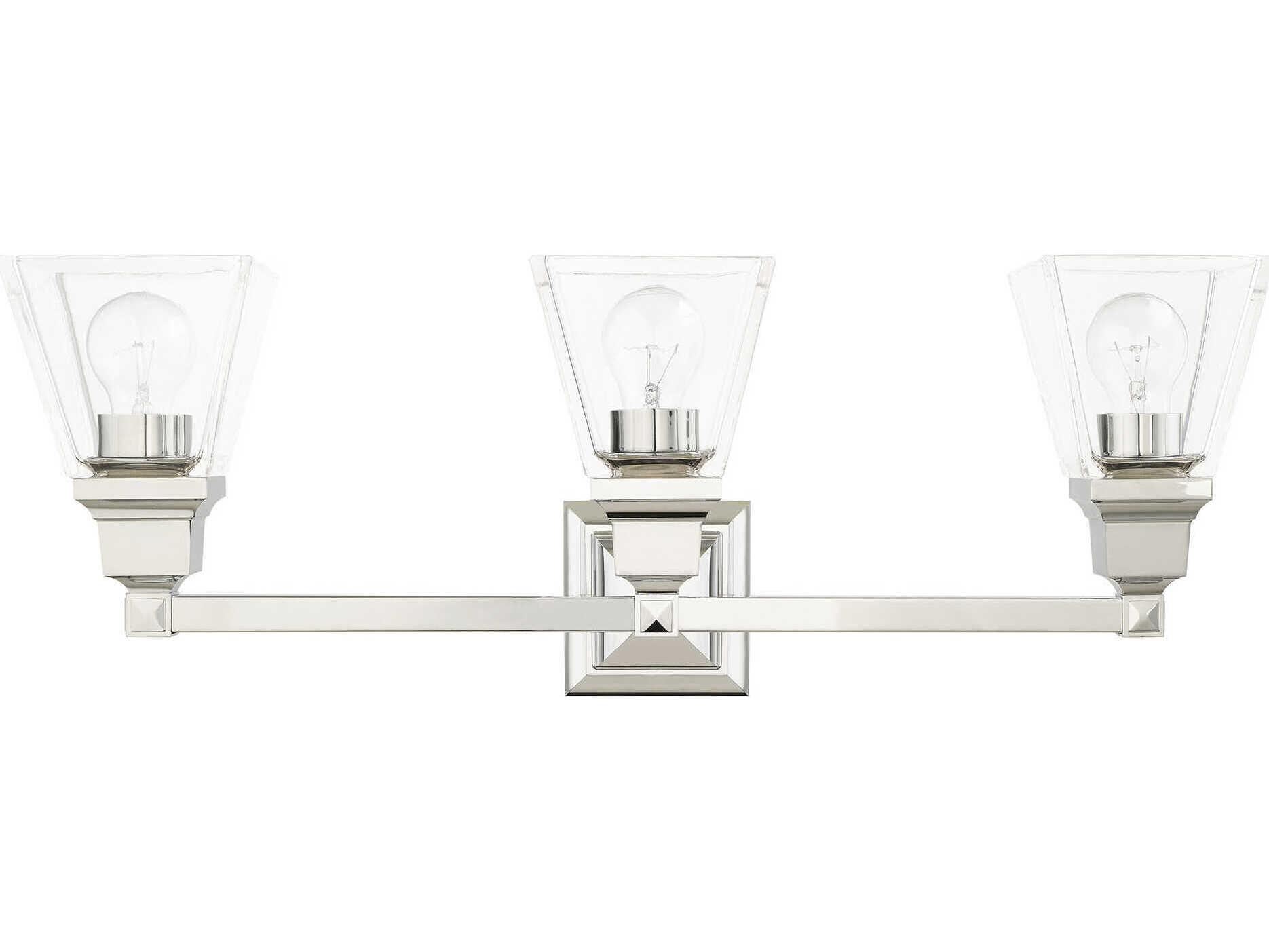 Livex Lighting Mission 3-Light Polished Chrome Glass Vanity Light