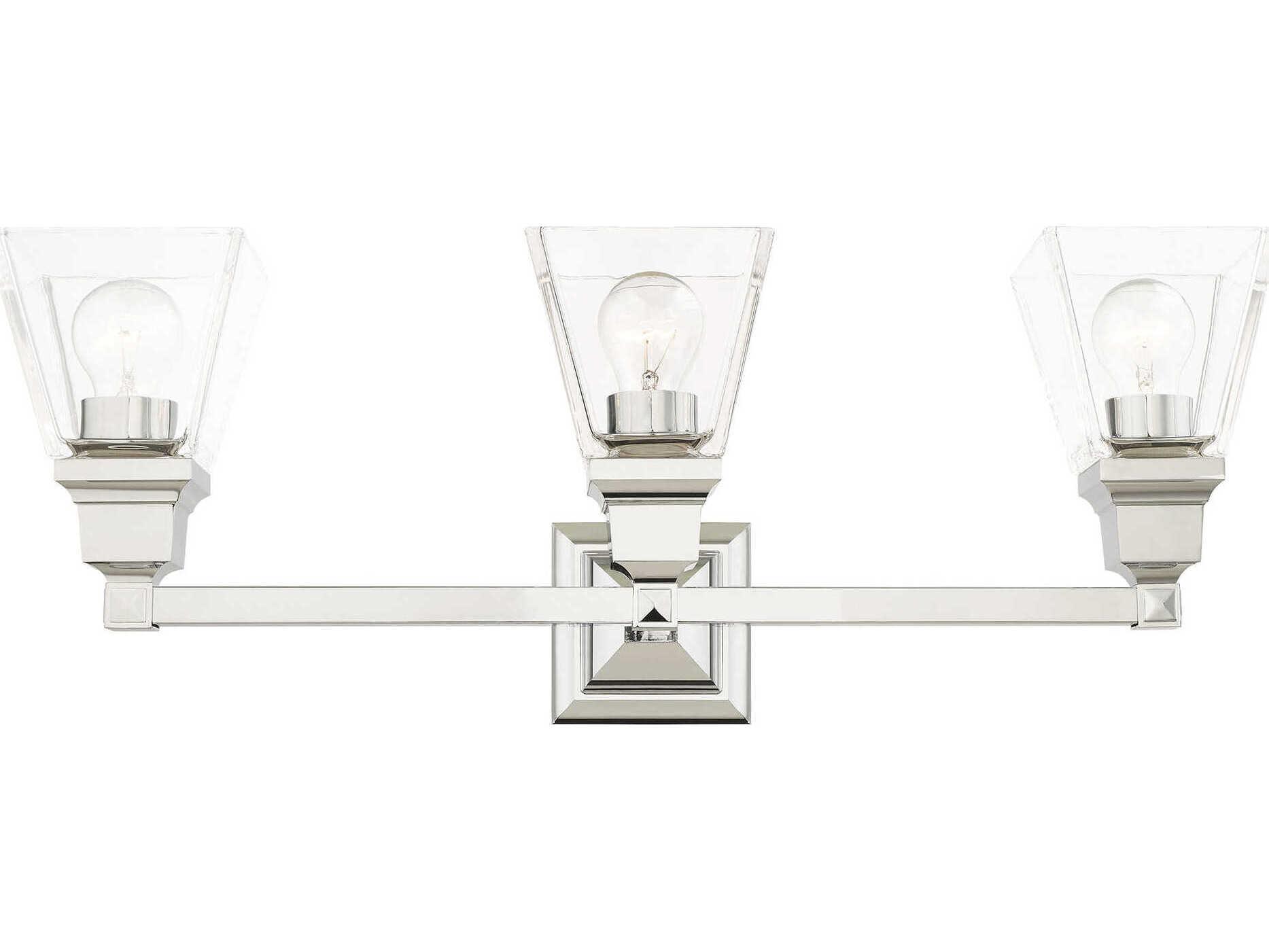 Livex Lighting Mission 3-Light Polished Chrome Glass Vanity Light