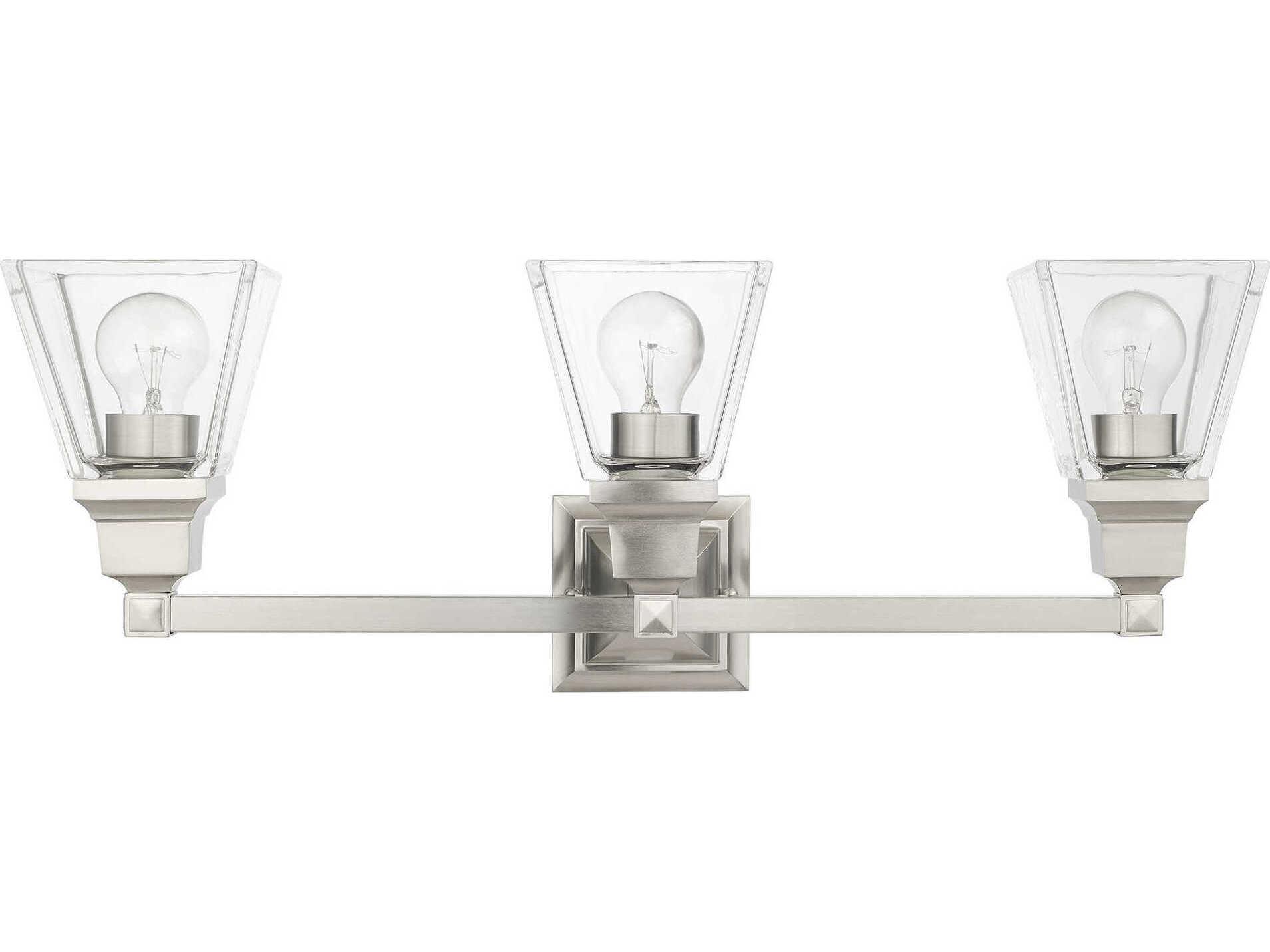 Livex Lighting Mission 3-Light Brushed Nickel Glass Vanity Light