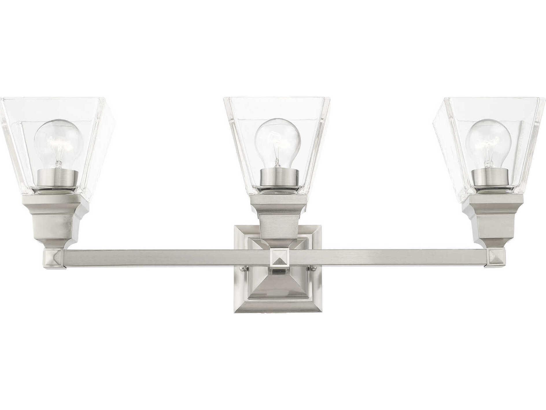 Livex Lighting Mission 3-Light Brushed Nickel Glass Vanity Light