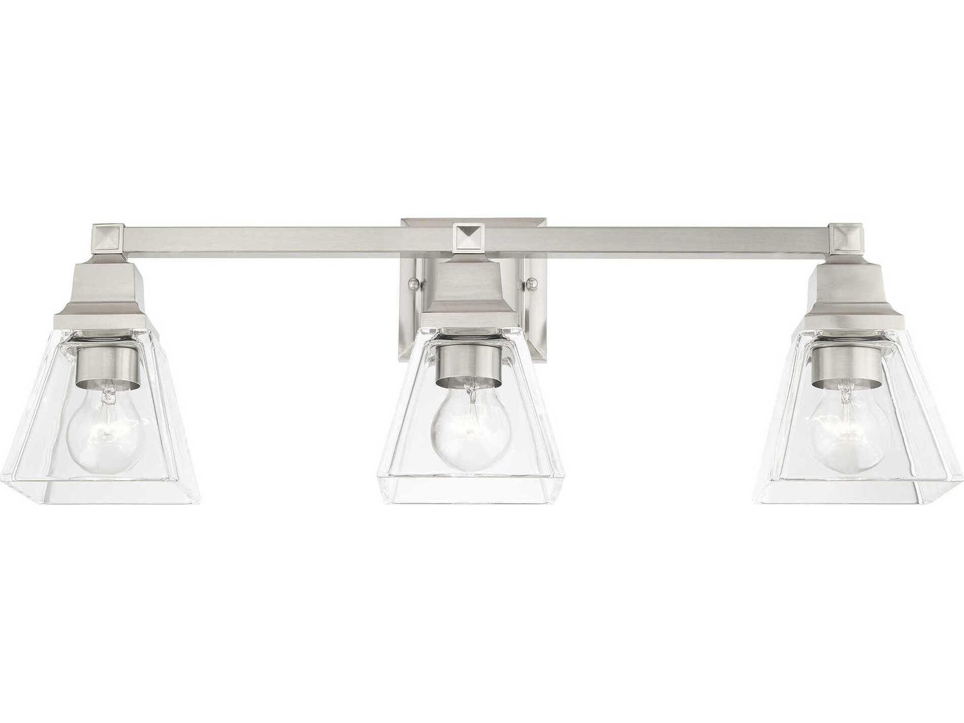 Livex Lighting Mission 3-Light Brushed Nickel Glass Vanity Light
