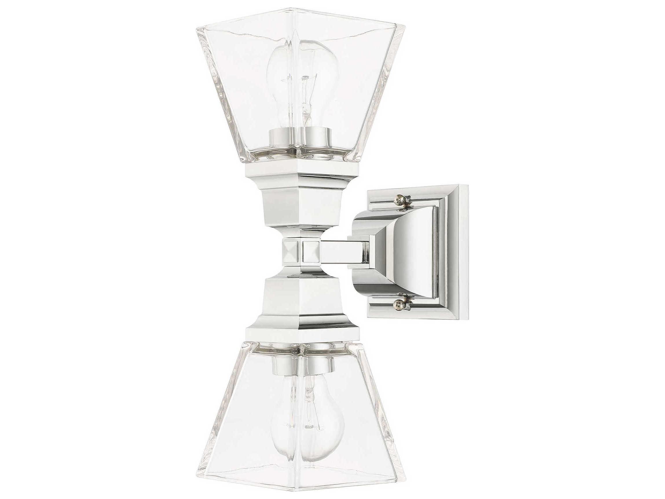 Livex Lighting Mission 2-Light Polished Chrome Glass Wall Sconce