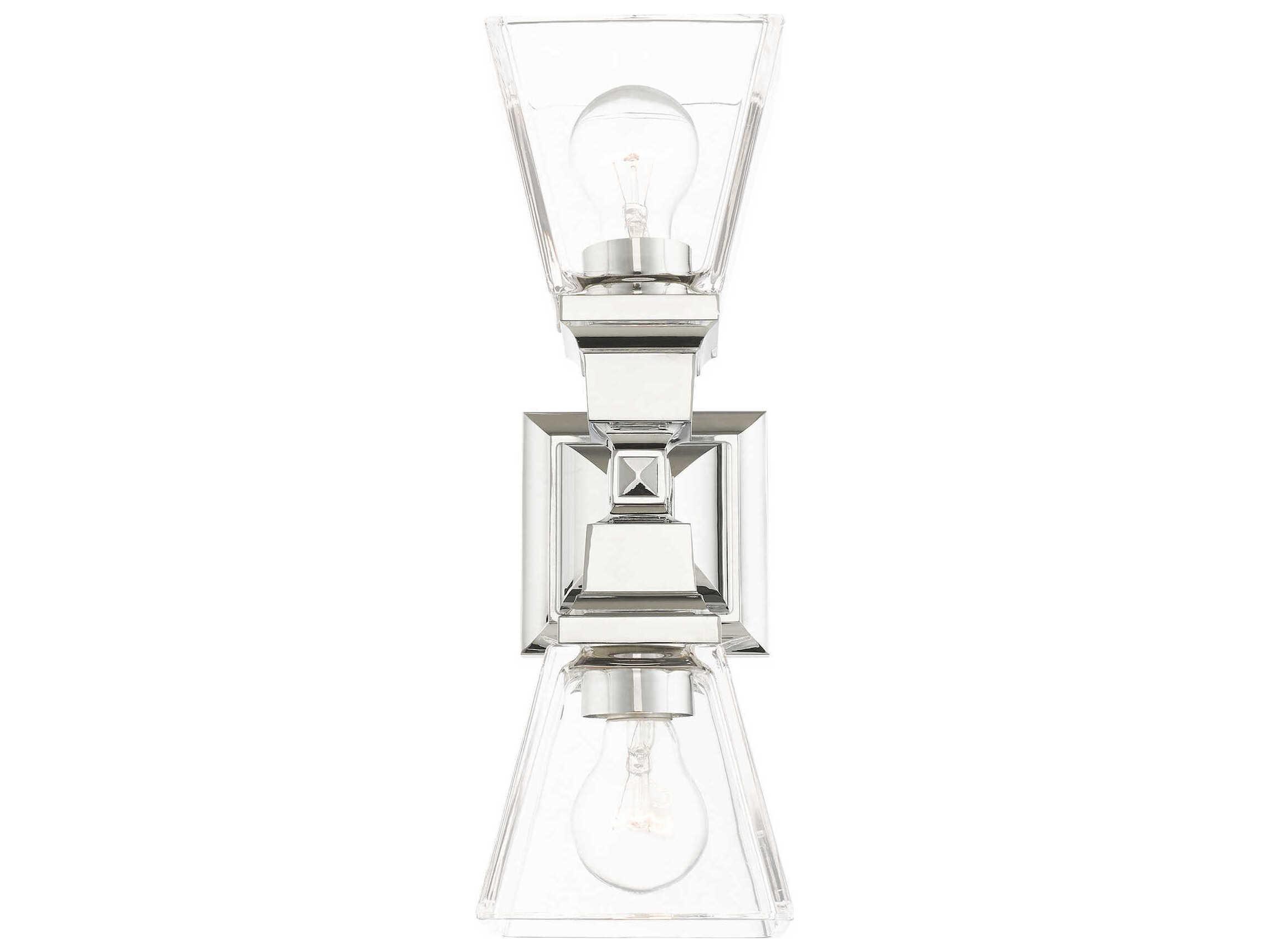 Livex Lighting Mission 2-Light Polished Chrome Glass Wall Sconce