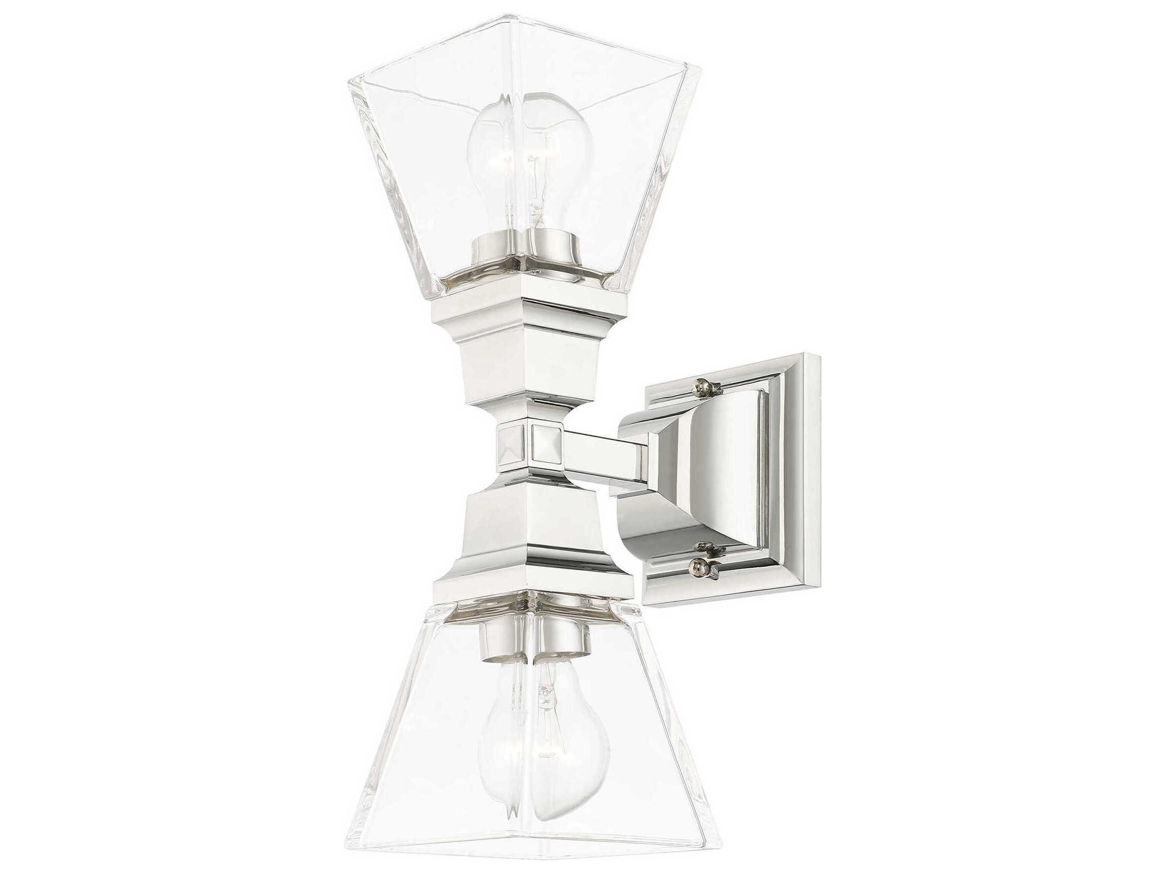 Livex Lighting Mission 2-Light Polished Chrome Glass Wall Sconce
