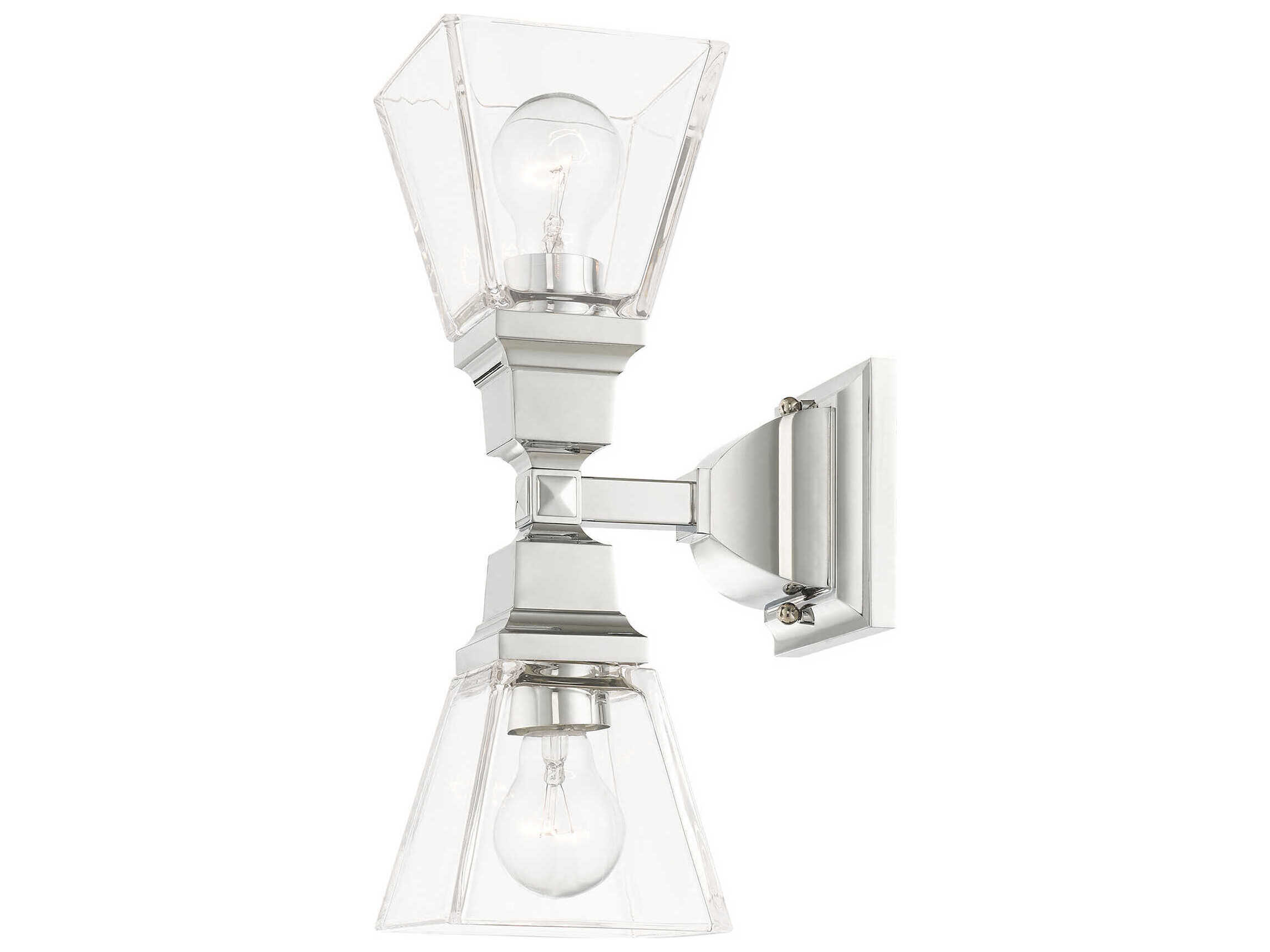 Livex Lighting Mission 2-Light Polished Chrome Glass Wall Sconce